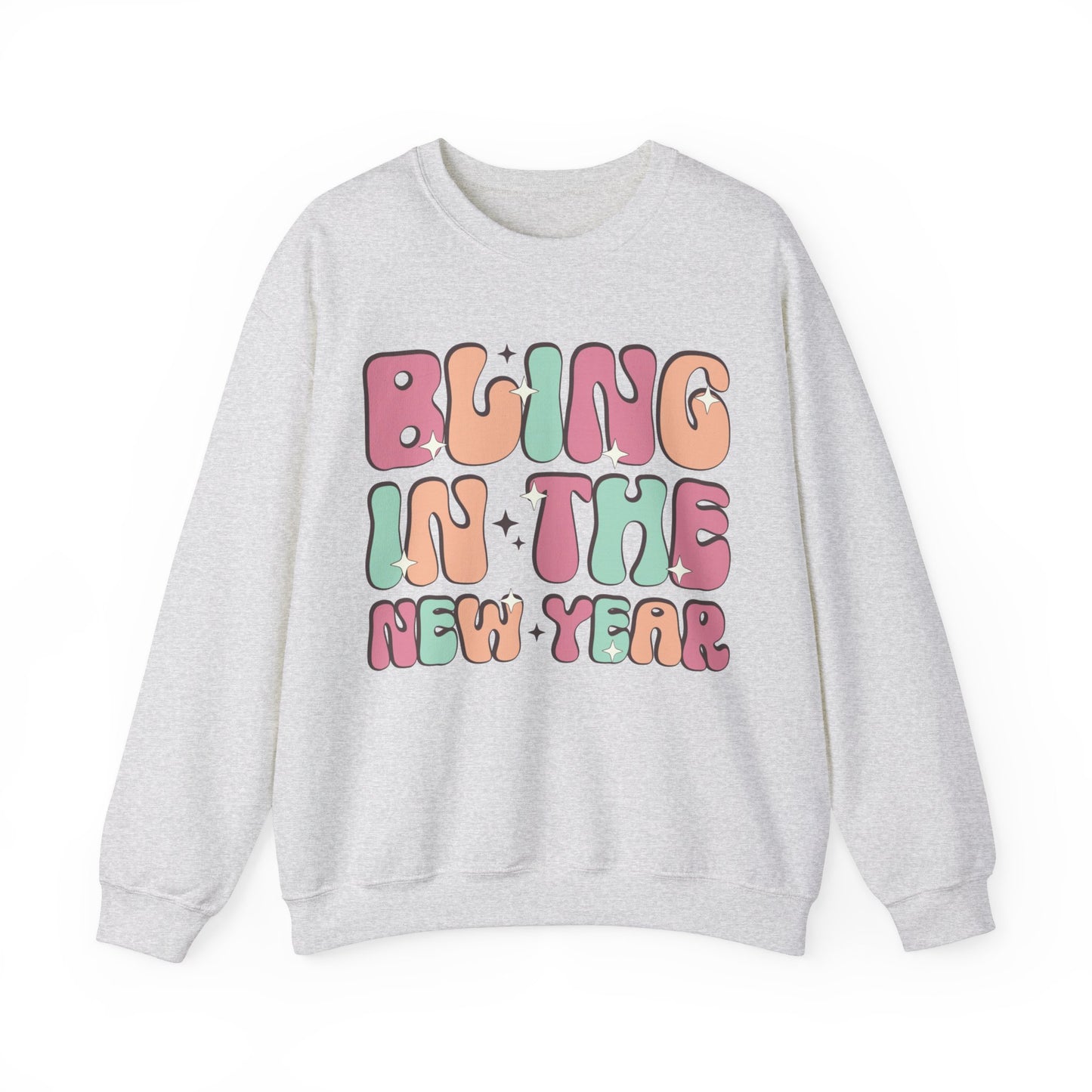 Happy New Year Sweatshirt, Retro New Year Shirt, 2025 Sweatshirt, New Year's Eve Shirt, Holiday Apparel, Trendy New Year 2025 Crewneck, Bling in the New Year