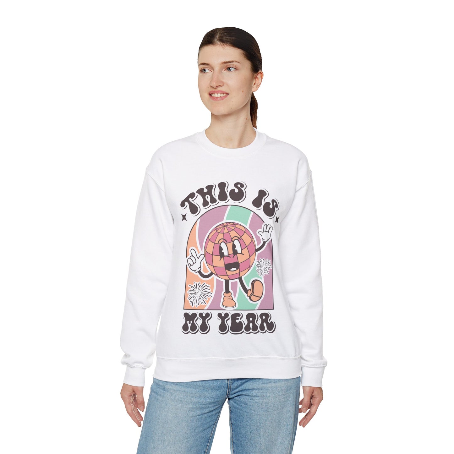 Happy New Year Sweatshirt, Retro New Year Shirt, 2025 Sweatshirt, New Year's Eve Shirt, Holiday Apparel, Trendy New Year 2025 Crewneck, This is My Year