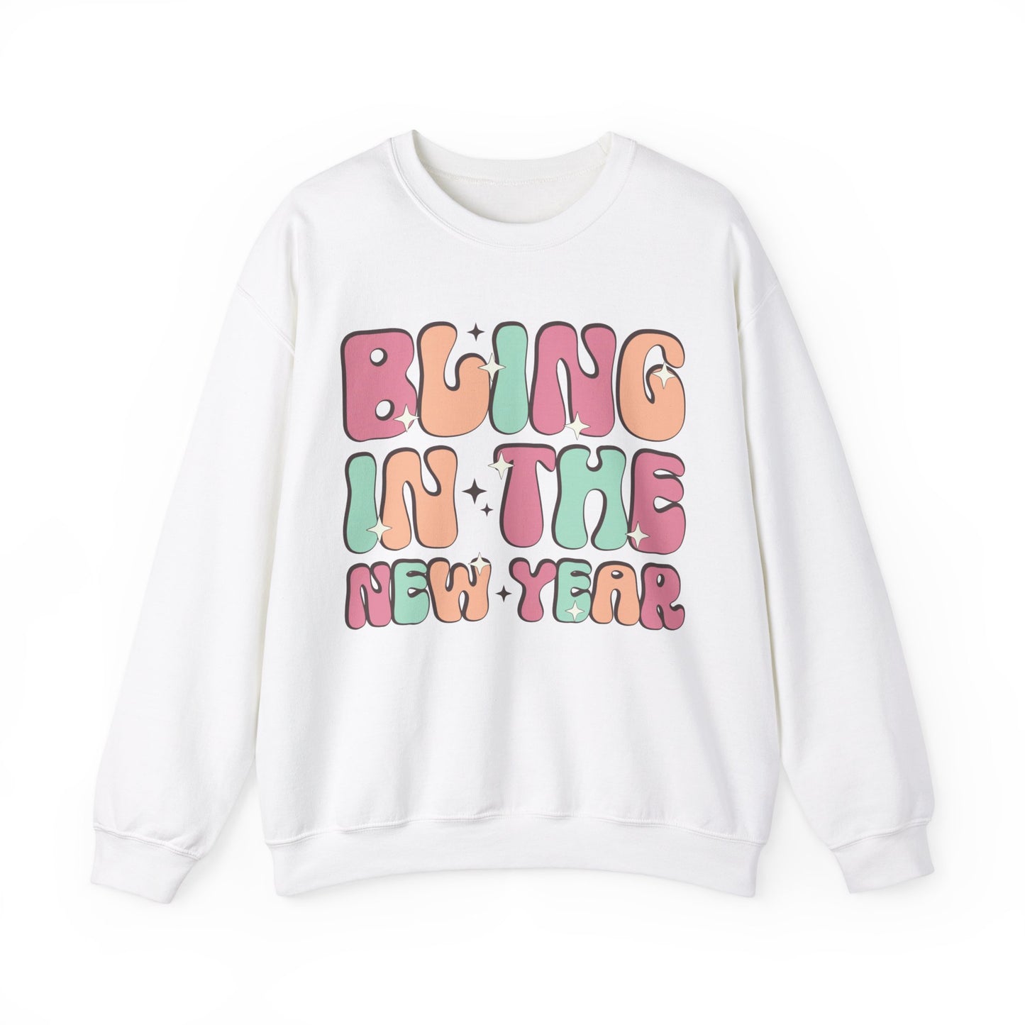 Happy New Year Sweatshirt, Retro New Year Shirt, 2025 Sweatshirt, New Year's Eve Shirt, Holiday Apparel, Trendy New Year 2025 Crewneck, Bling in the New Year