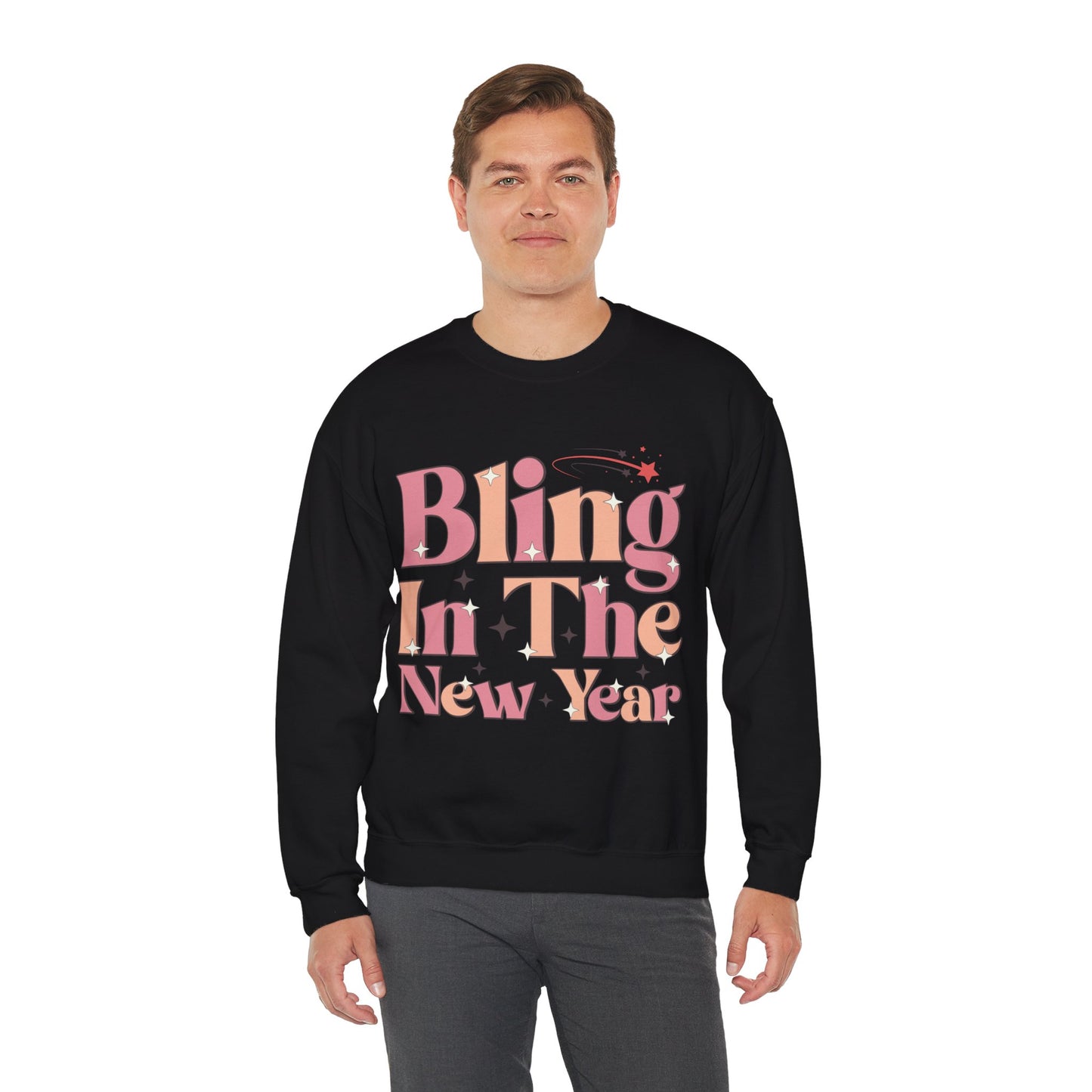 Happy New Year Sweatshirt, Retro New Year Shirt, 2025 Sweatshirt, New Year's Eve Shirt, Holiday Apparel, Trendy New Year 2025 Crewneck, Bling in the New Year