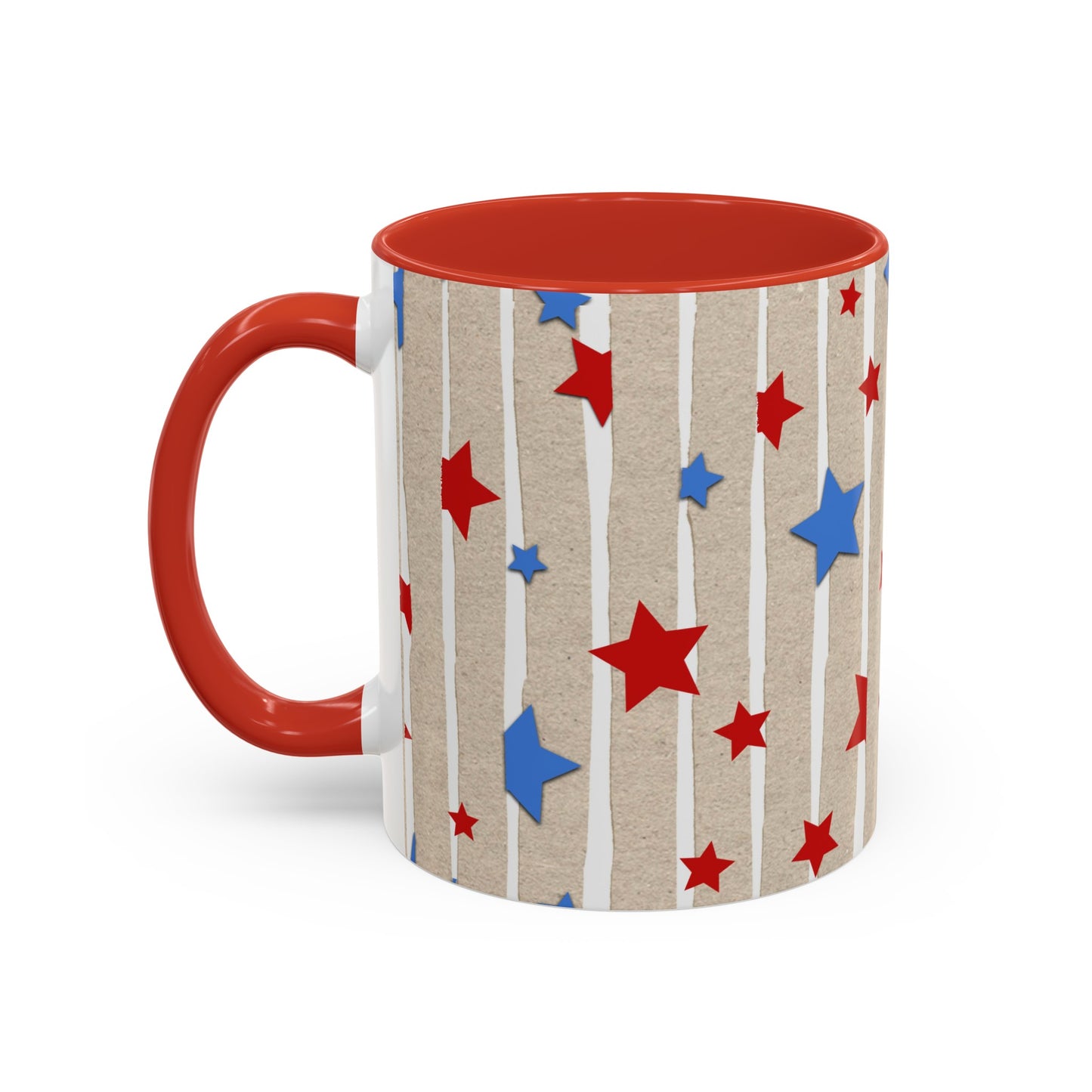 American Flag Stars & Stripes Themed Accent Coffee Mug, 11oz