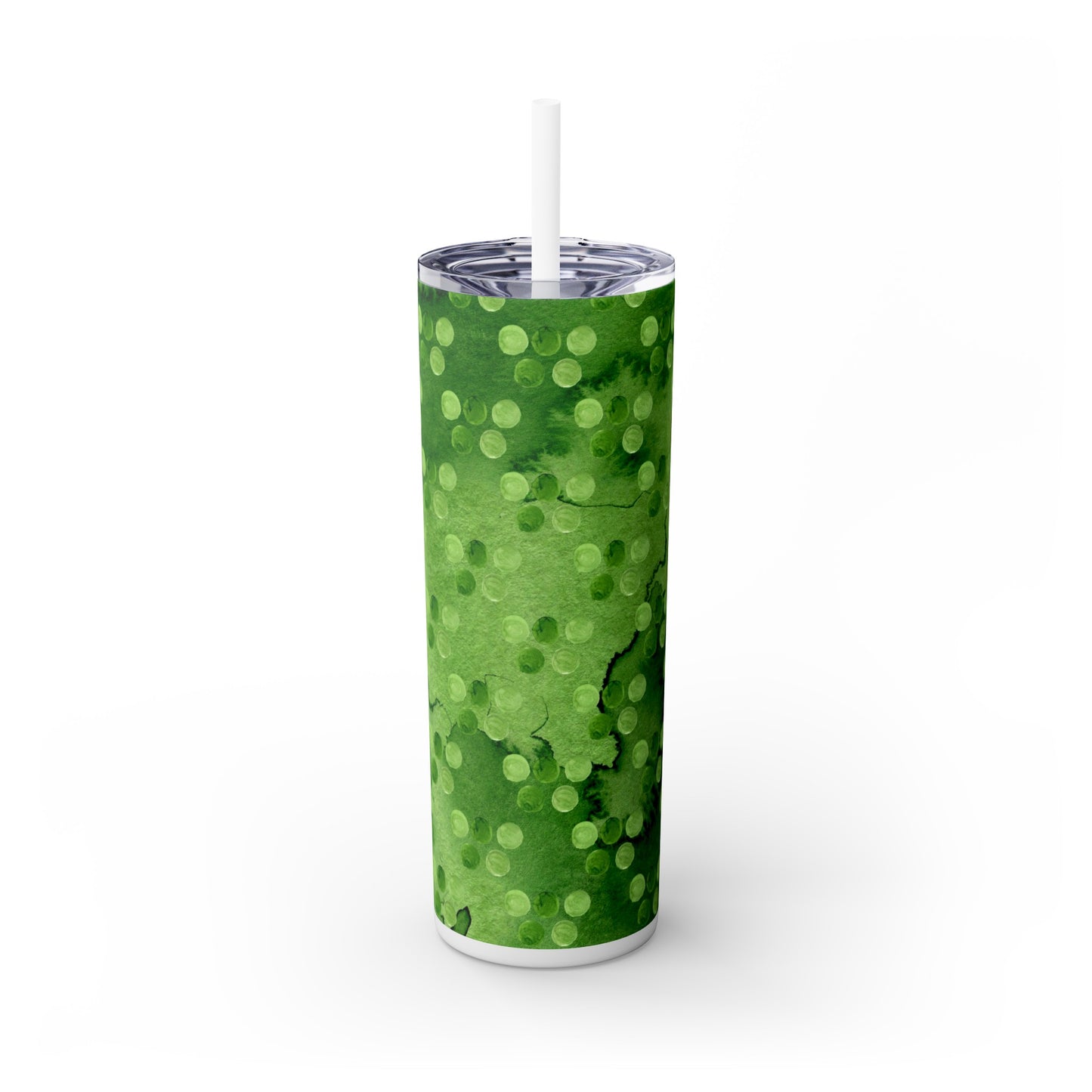St Patricks Day Polka Dots Skinny Tumbler with Straw, 20oz