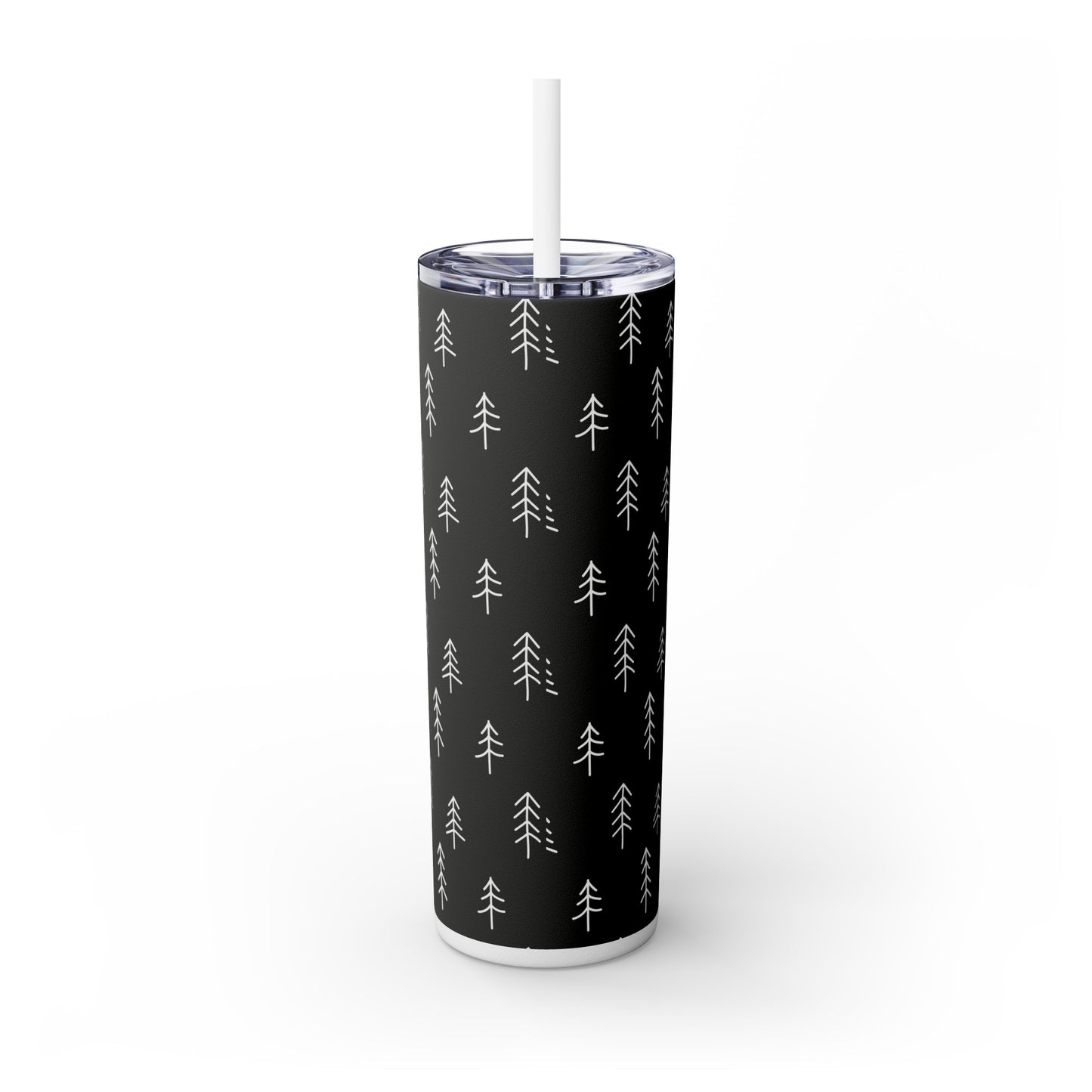 Nordic Black & White Trees Skinny Tumbler with Straw, 20oz