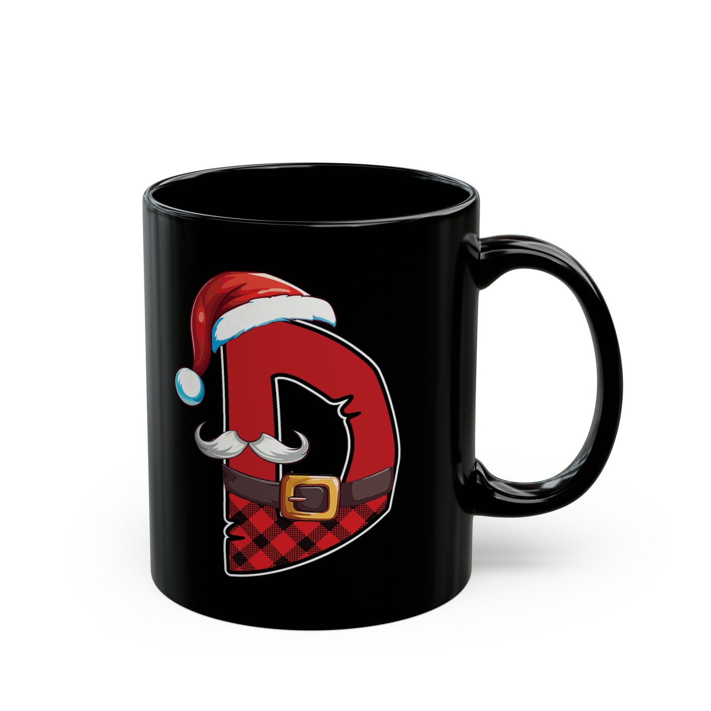 D Santa Initial 11oz Black Mug