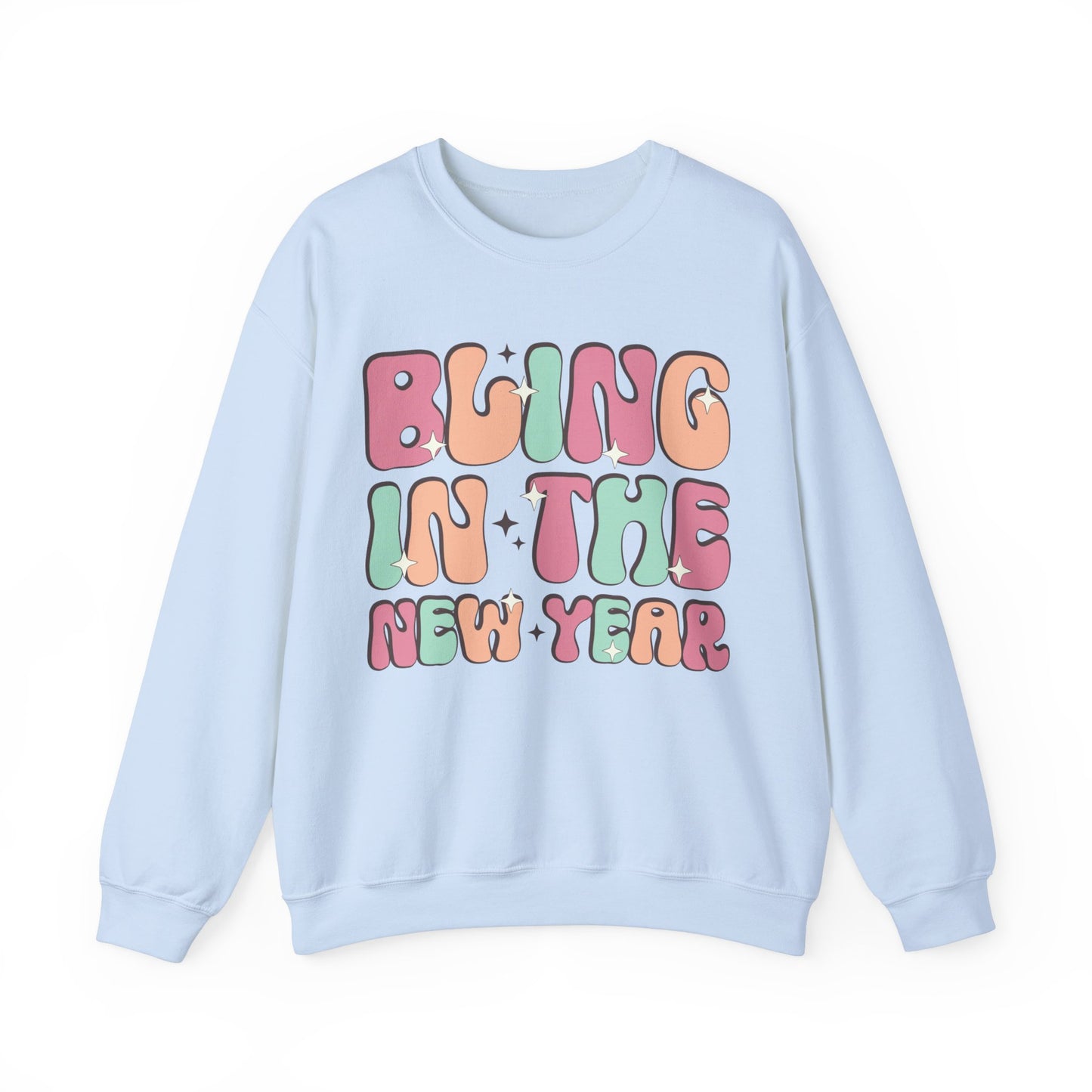Happy New Year Sweatshirt, Retro New Year Shirt, 2025 Sweatshirt, New Year's Eve Shirt, Holiday Apparel, Trendy New Year 2025 Crewneck, Bling in the New Year