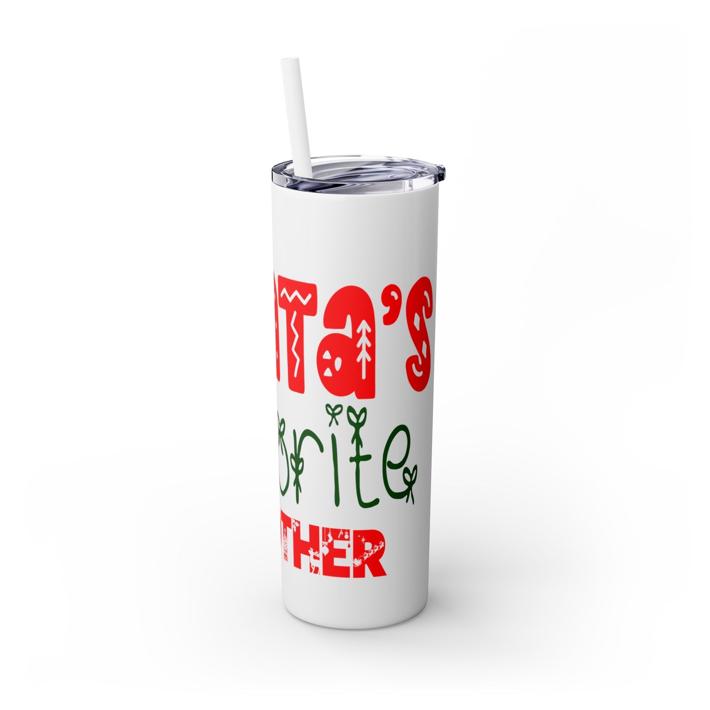 Santa's Favorite Brother Skinny Tumbler with Straw, 20oz