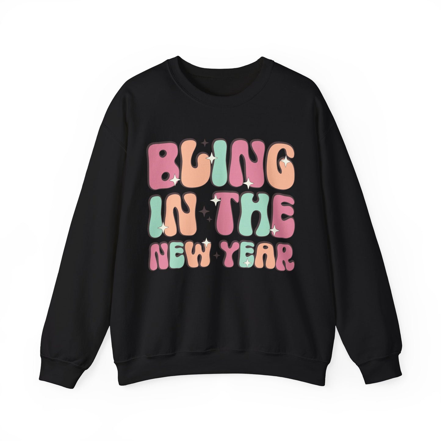 Happy New Year Sweatshirt, Retro New Year Shirt, 2025 Sweatshirt, New Year's Eve Shirt, Holiday Apparel, Trendy New Year 2025 Crewneck, Bling in the New Year