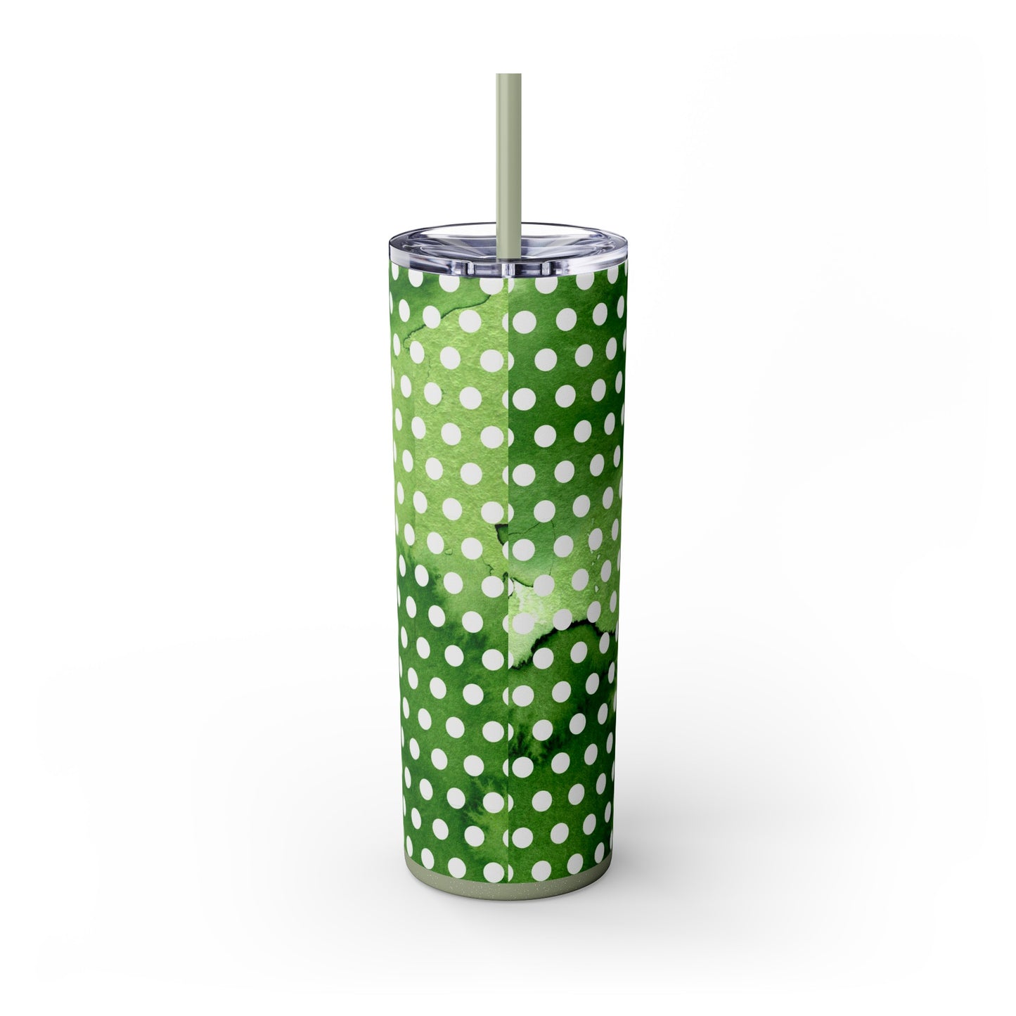 St Patricks Day Polka Dots Skinny Tumbler with Straw, 20oz