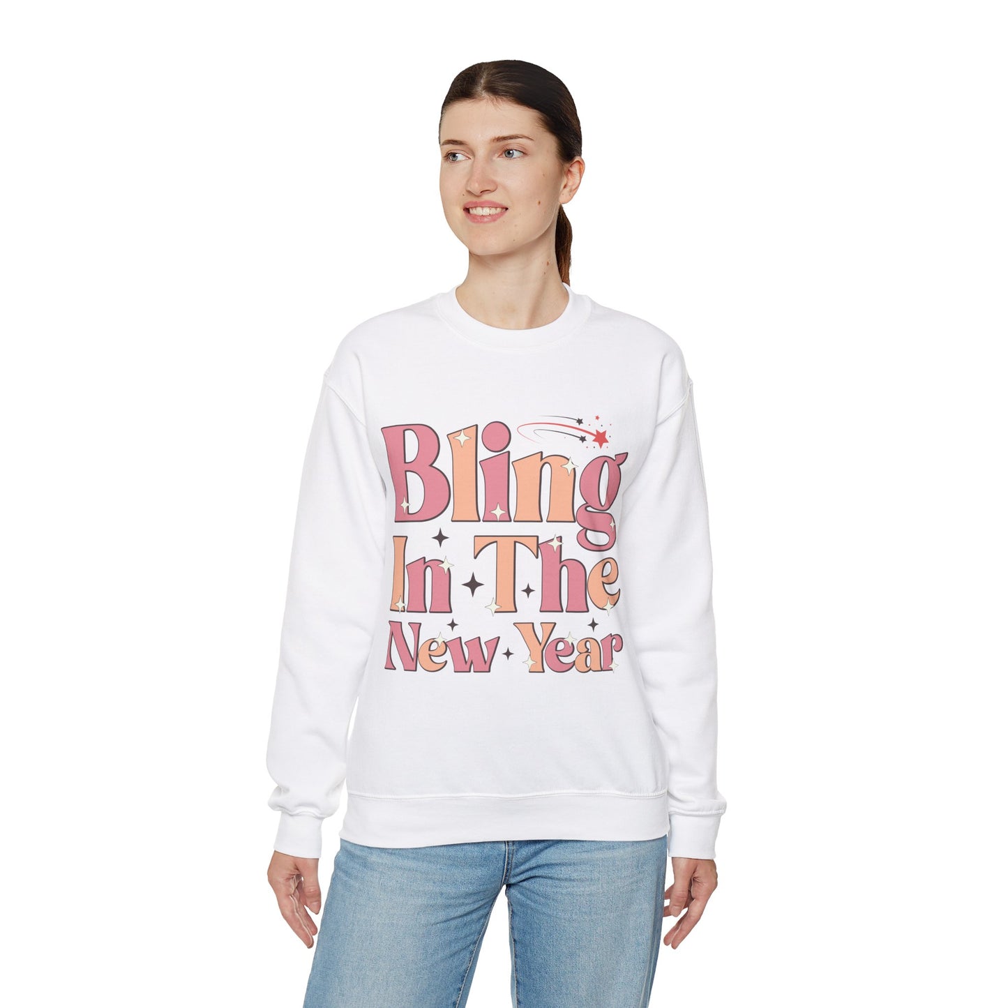 Happy New Year Sweatshirt, Retro New Year Shirt, 2025 Sweatshirt, New Year's Eve Shirt, Holiday Apparel, Trendy New Year 2025 Crewneck, Bling in the New Year