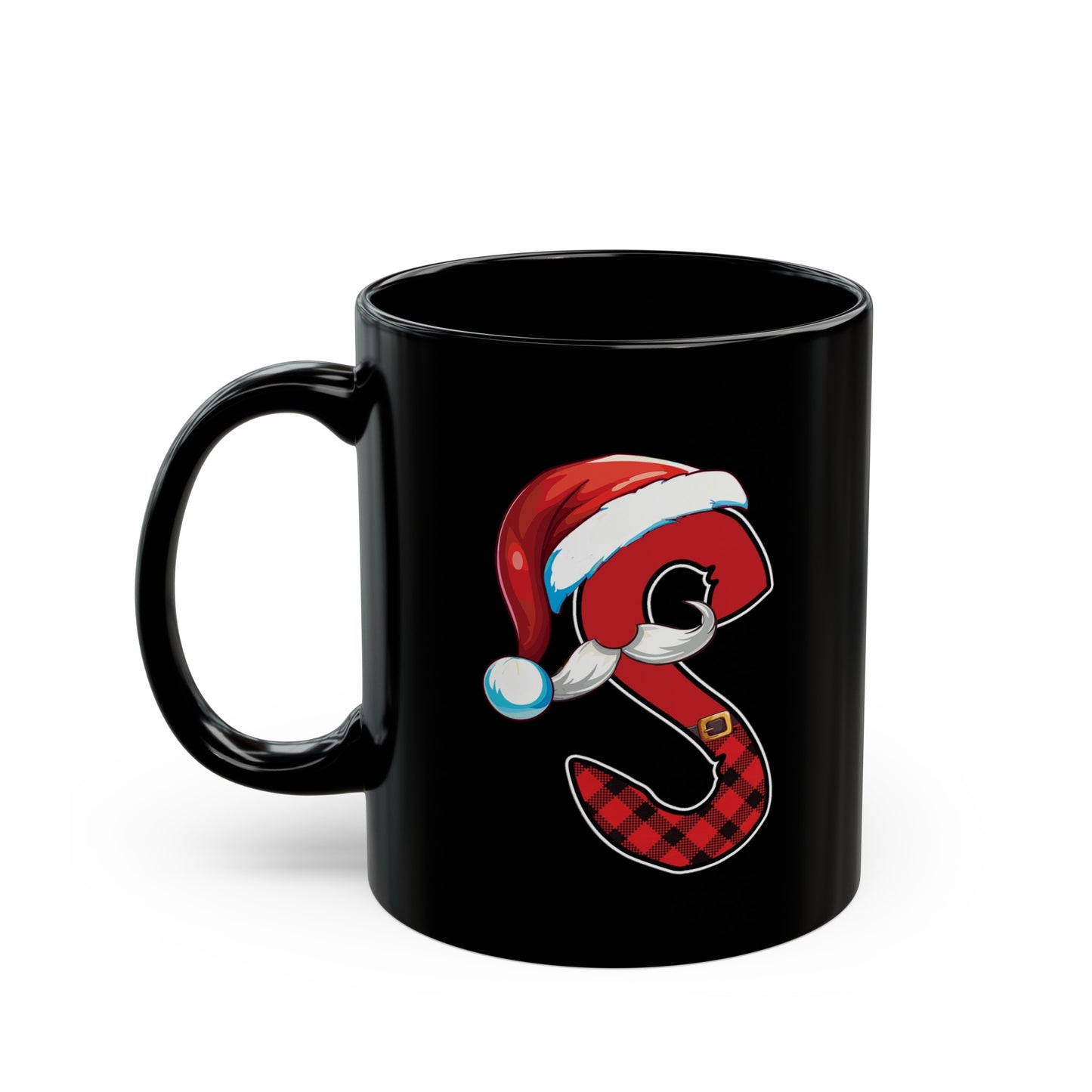 S Santa Initial 11oz Black Mug