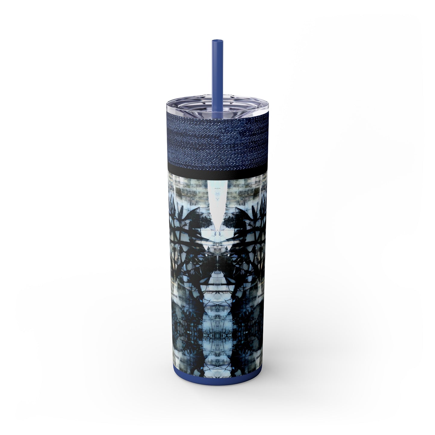 Denim Grunge Skinny Tumbler with Straw, 20oz