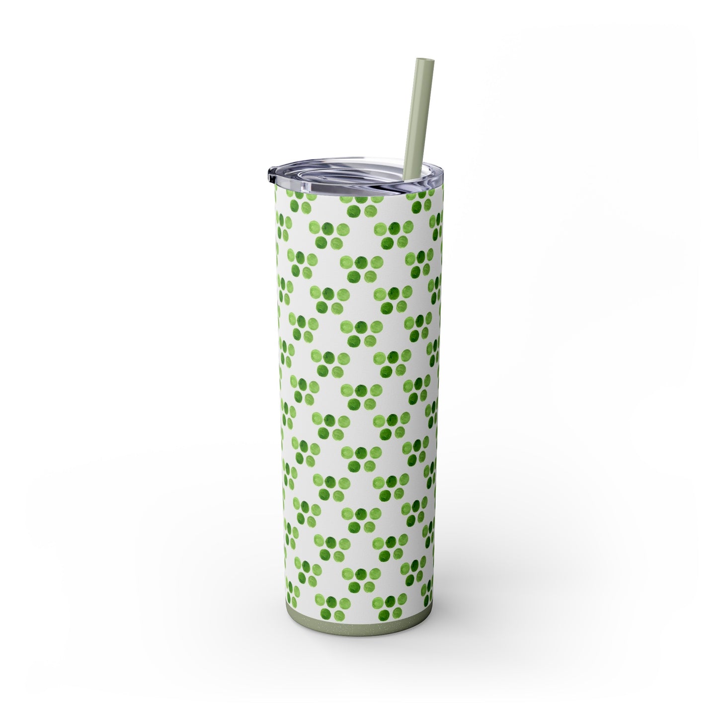 St Patricks Day Polka Dots Skinny Tumbler with Straw, 20oz
