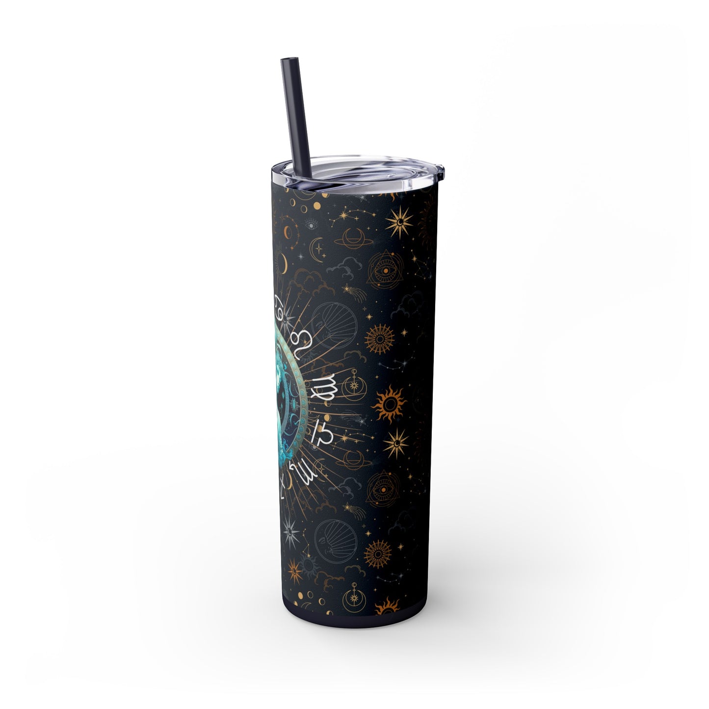 Aquarius Zodiac Skinny Tumbler with Straw Astrology Insulated Mug Bridesmaids Gift Bachelorette Party Favor Birthday Gift