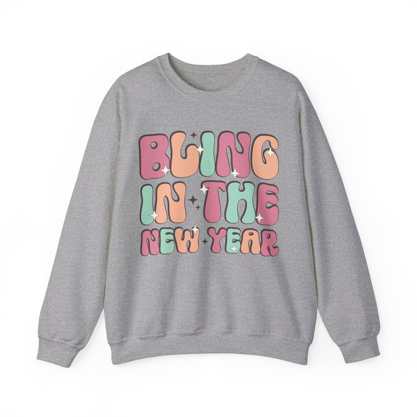 Happy New Year Sweatshirt, Retro New Year Shirt, 2025 Sweatshirt, New Year's Eve Shirt, Holiday Apparel, Trendy New Year 2025 Crewneck, Bling in the New Year