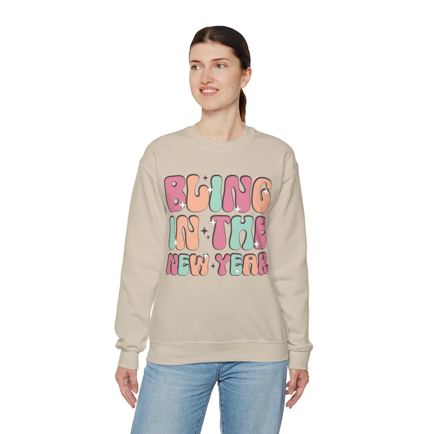 Happy New Year Sweatshirt, Retro New Year Shirt, 2025 Sweatshirt, New Year's Eve Shirt, Holiday Apparel, Trendy New Year 2025 Crewneck, Bling in the New Year