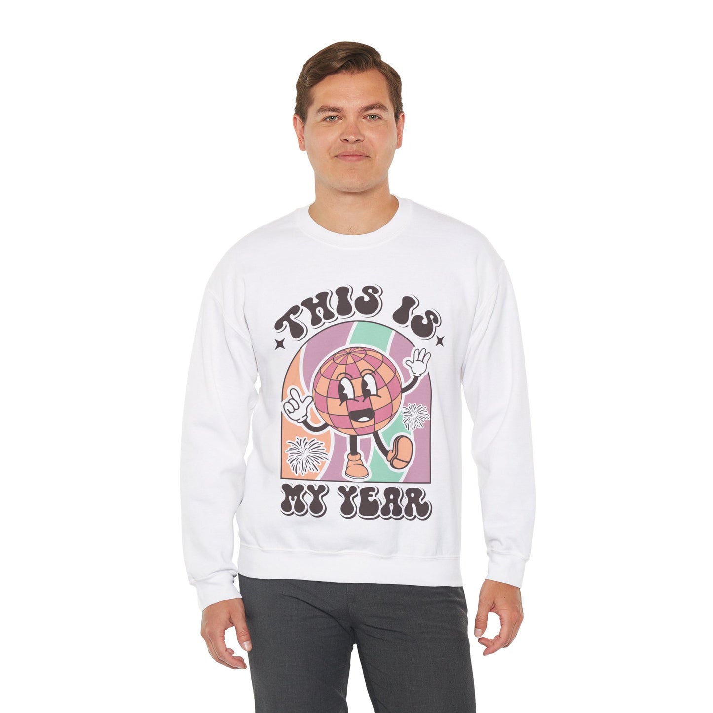 Happy New Year Sweatshirt, Retro New Year Shirt, 2025 Sweatshirt, New Year's Eve Shirt, Holiday Apparel, Trendy New Year 2025 Crewneck, This is My Year
