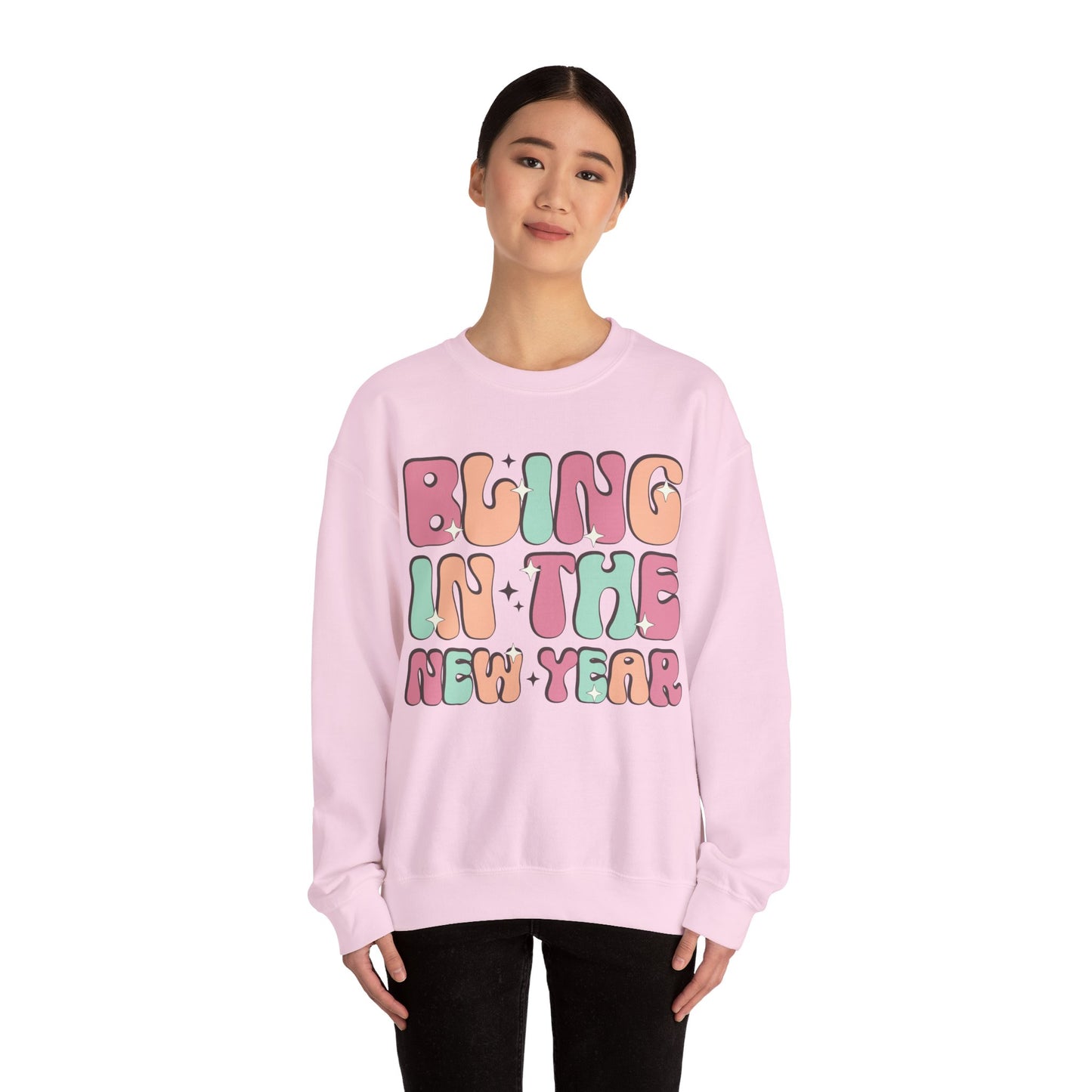 Happy New Year Sweatshirt, Retro New Year Shirt, 2025 Sweatshirt, New Year's Eve Shirt, Holiday Apparel, Trendy New Year 2025 Crewneck, Bling in the New Year