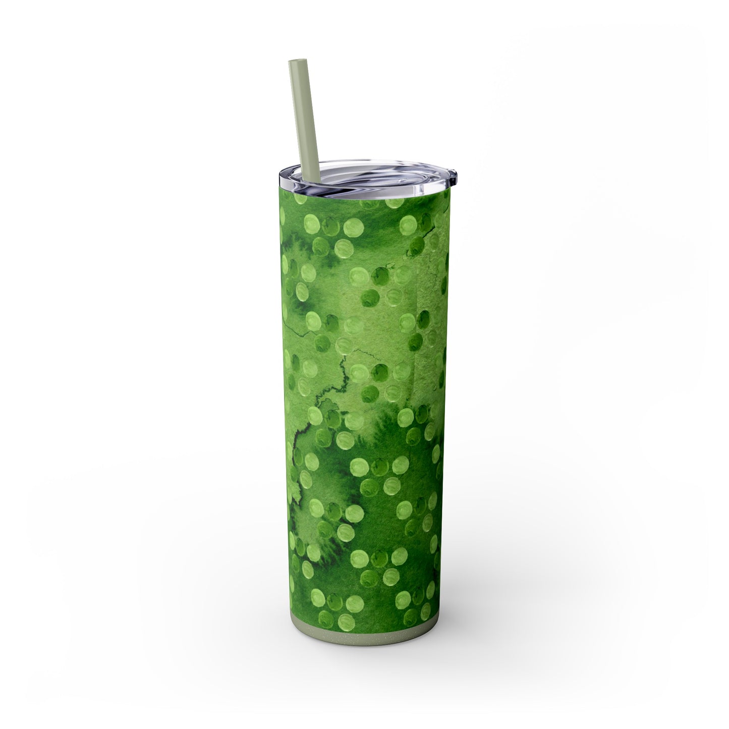 St Patricks Day Polka Dots Skinny Tumbler with Straw, 20oz