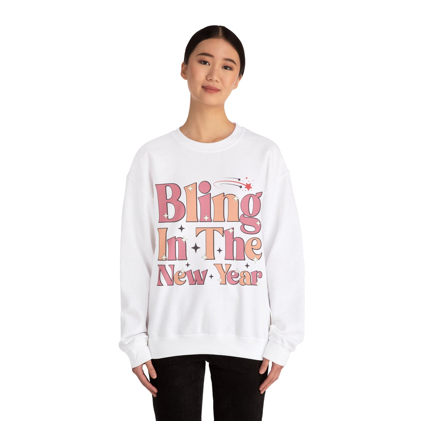 Happy New Year Sweatshirt, Retro New Year Shirt, 2025 Sweatshirt, New Year's Eve Shirt, Holiday Apparel, Trendy New Year 2025 Crewneck, Bling in the New Year