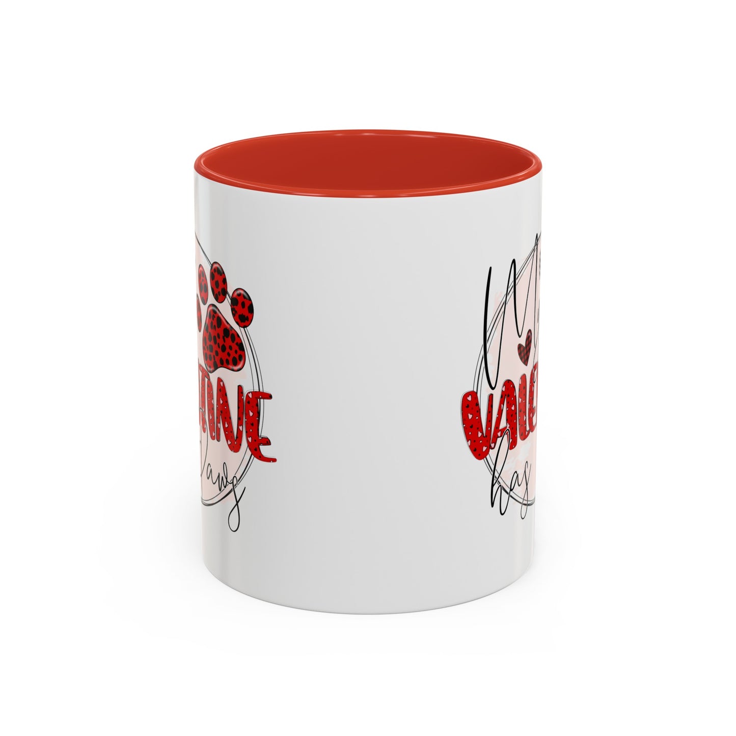 My Valentine Has Paws Accent Coffee Mug, 11oz