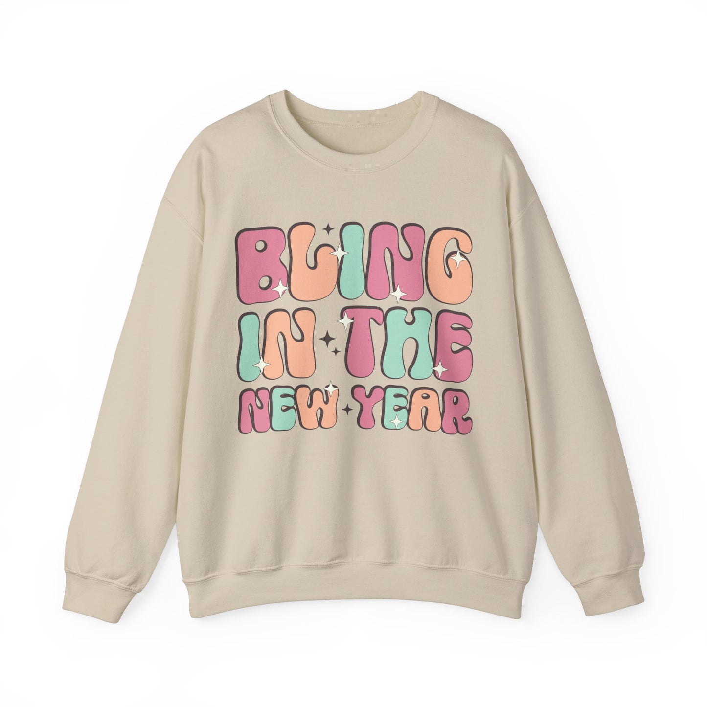 Happy New Year Sweatshirt, Retro New Year Shirt, 2025 Sweatshirt, New Year's Eve Shirt, Holiday Apparel, Trendy New Year 2025 Crewneck, Bling in the New Year
