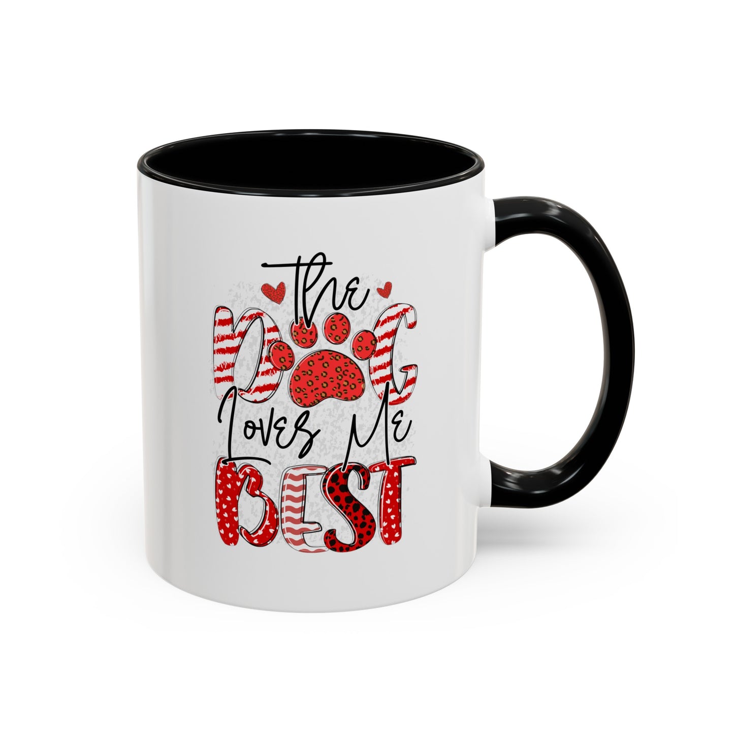 The Dog Love Me Best Valentines Day Accent Coffee Mug, 11oz