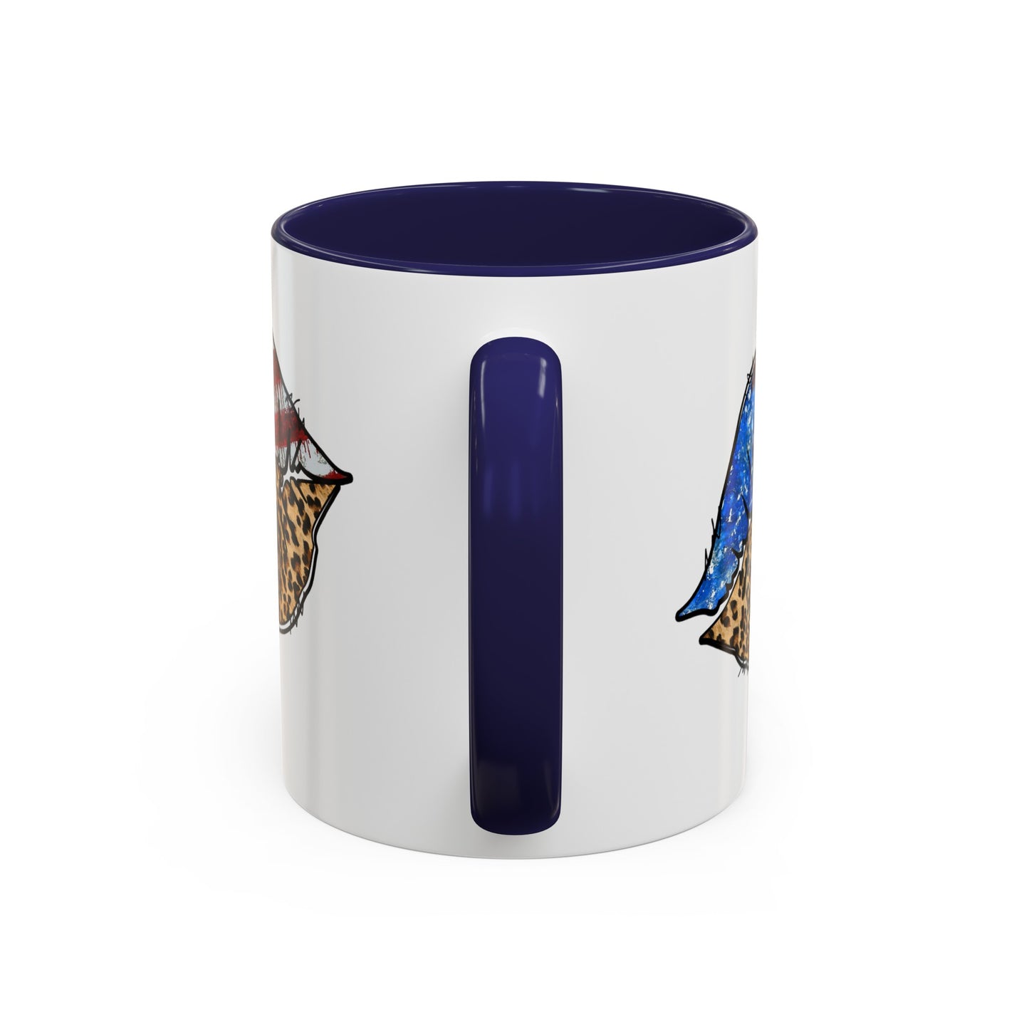 American Flag Leopard Print Lips Mug Accent Coffee Mug, 11oz