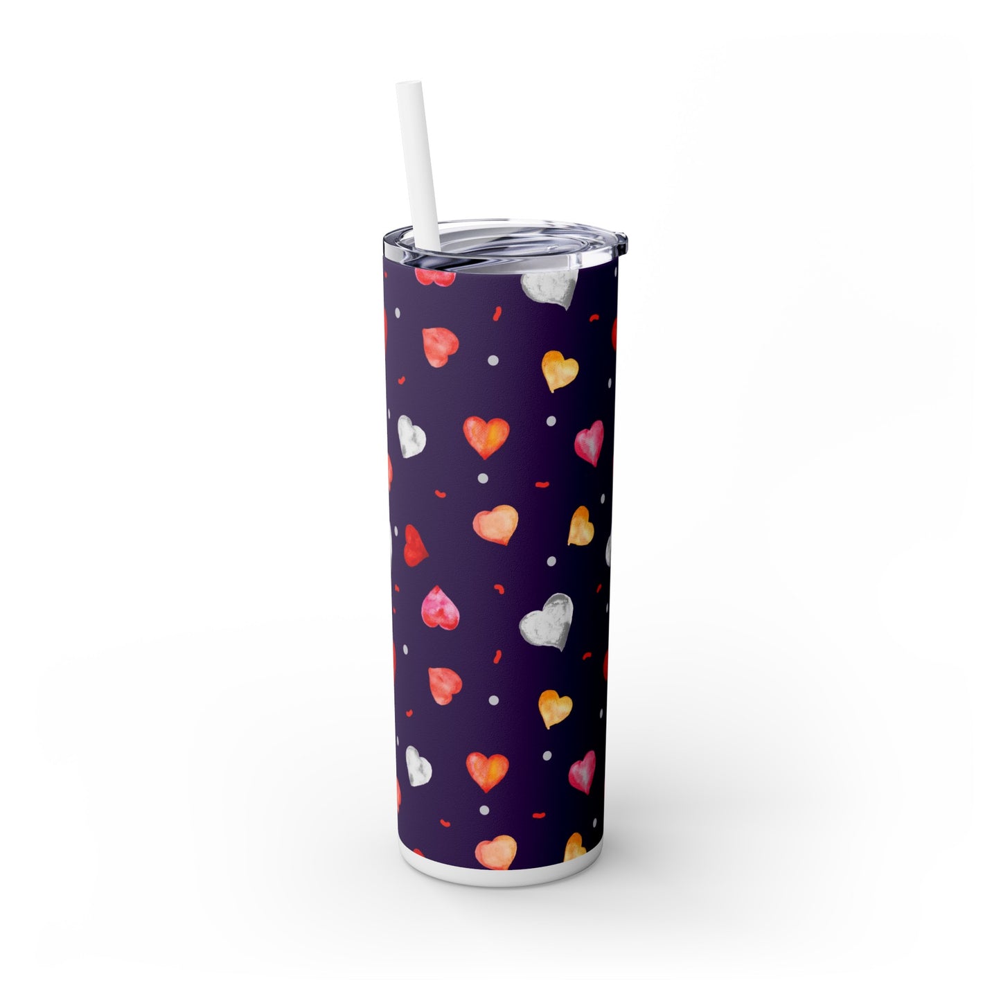 Valentine's Hearts Skinny Tumbler with Straw, 20oz