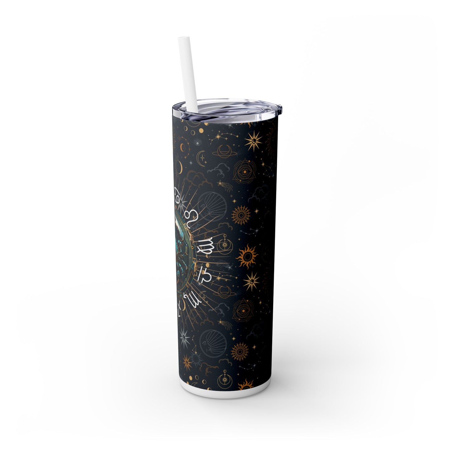 Cancer Zodiac Skinny Tumbler with Straw Astrology Insulated Mug Bridesmaids Gift Bachelorette Party Favor Birthday Gift