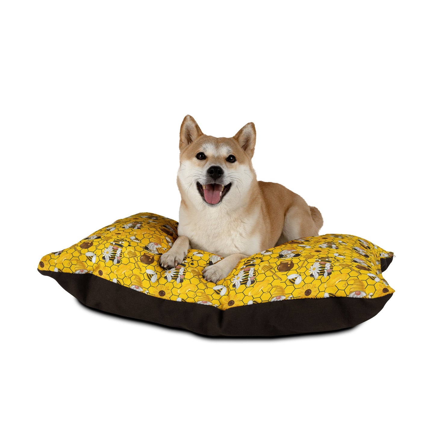 Yellow Honey, Bees & Gnomes Dog Bed