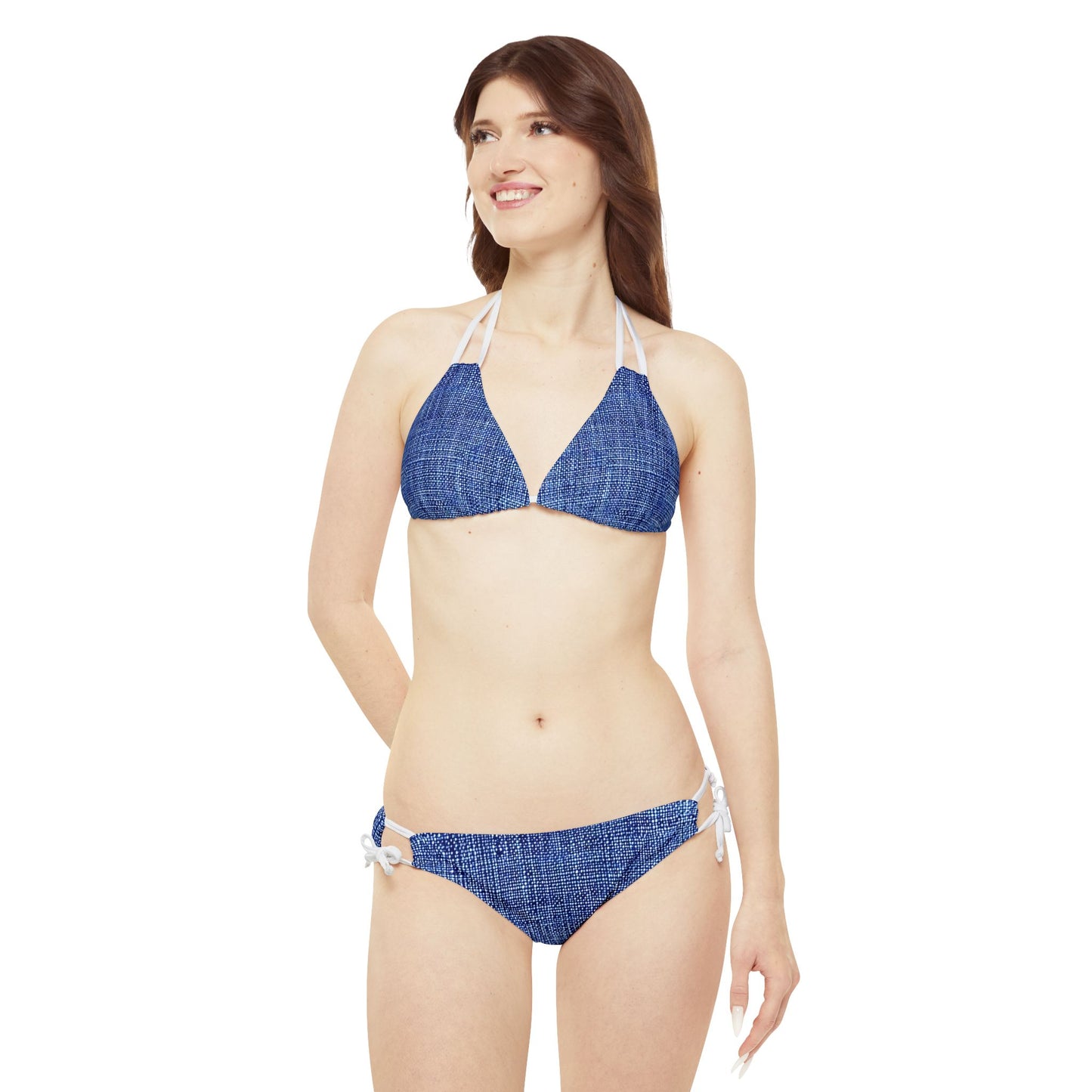 Denim Look Bikini, Denim Pattern Bikini, 2 Piece Denim Look Bikini, Strappy Bikini Set