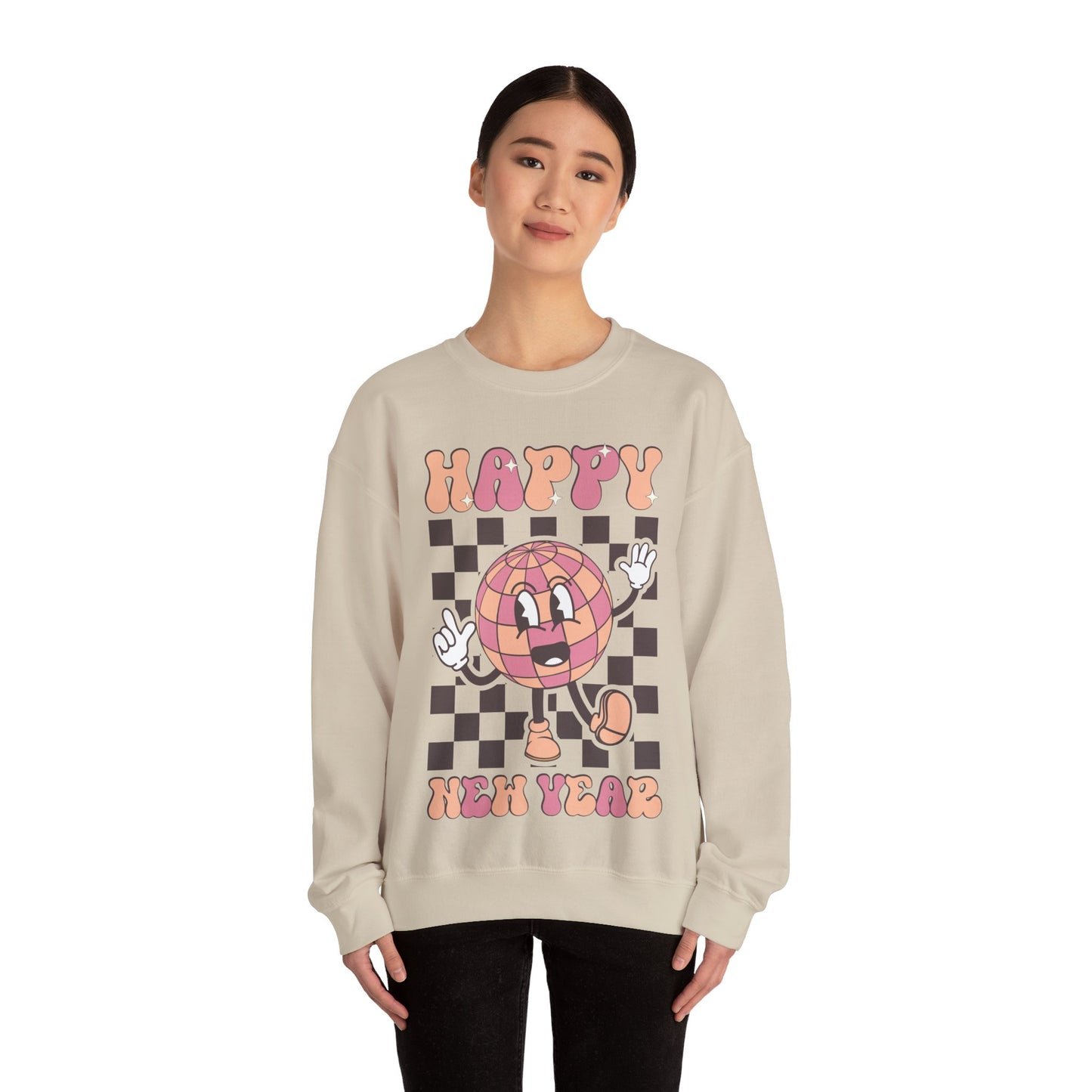 Happy New Year Sweatshirt, Retro New Year Shirt, 2025 Sweatshirt, New Year's Eve Shirt, Holiday Apparel, Trendy New Year 2025 Crewneck