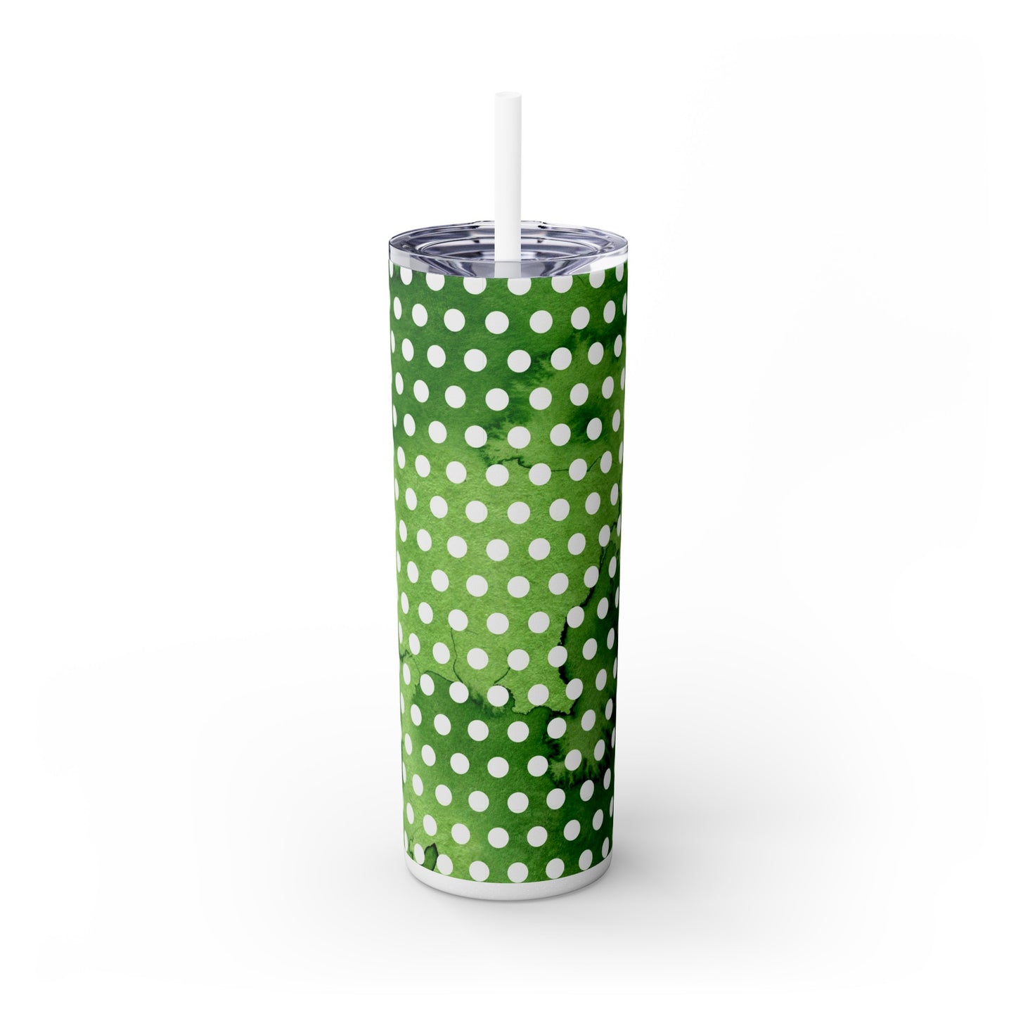 St Patricks Day Polka Dots Skinny Tumbler with Straw, 20oz