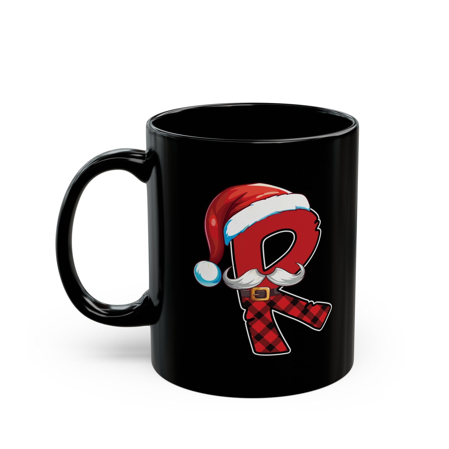 R Santa Initial 11oz Black Mug