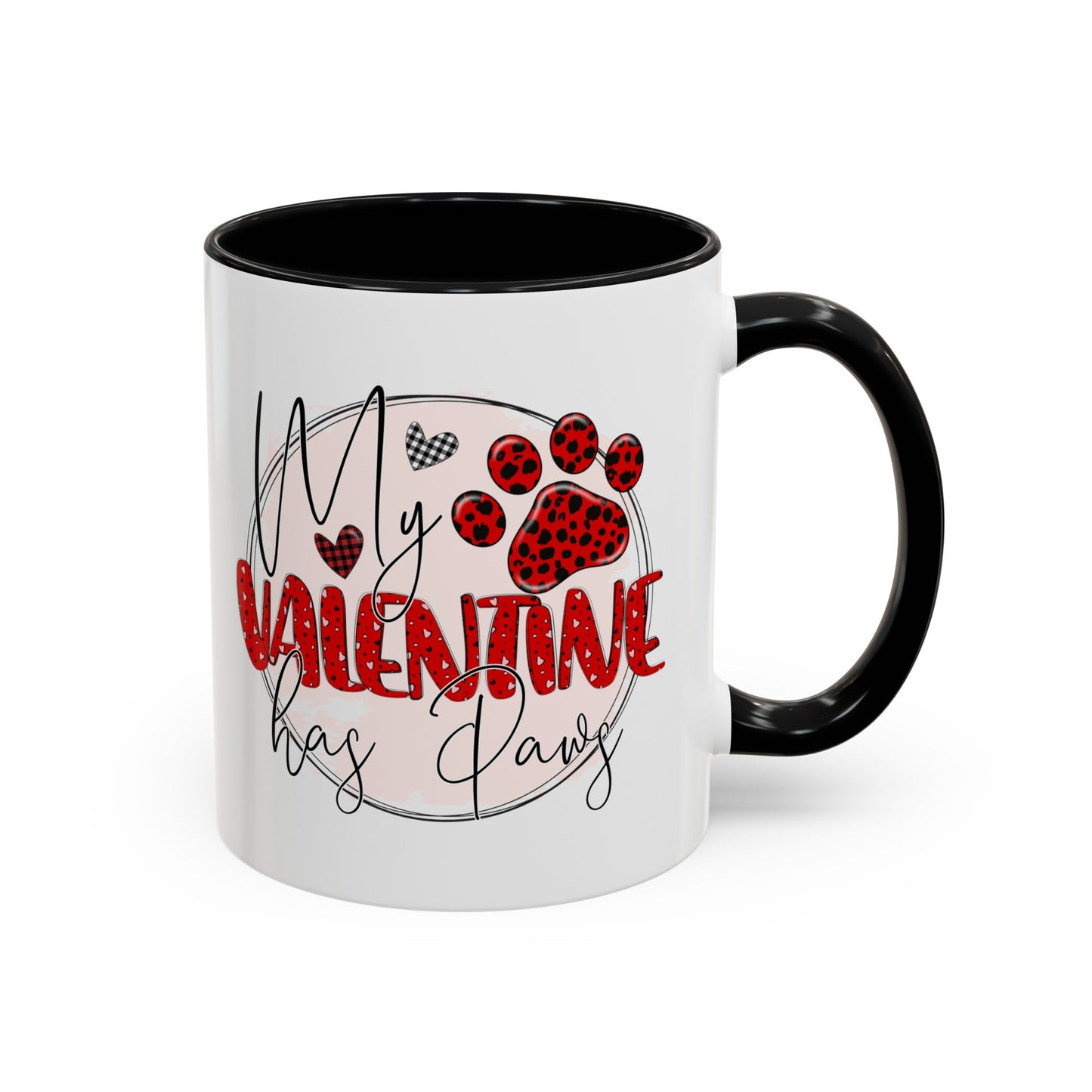 My Valentine Has Paws Accent Coffee Mug, 11oz