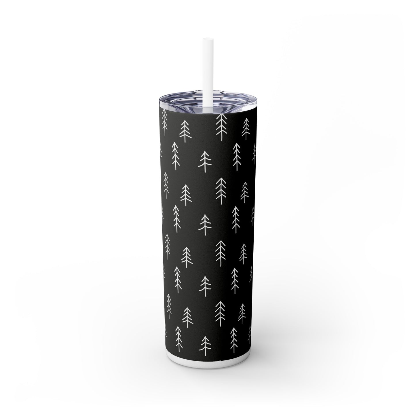 Nordic Black & White Trees Skinny Tumbler with Straw, 20oz