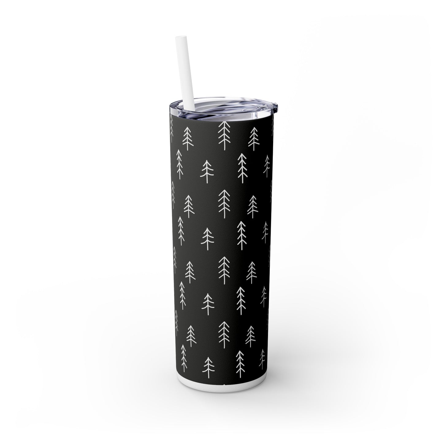 Nordic Black & White Trees Skinny Tumbler with Straw, 20oz