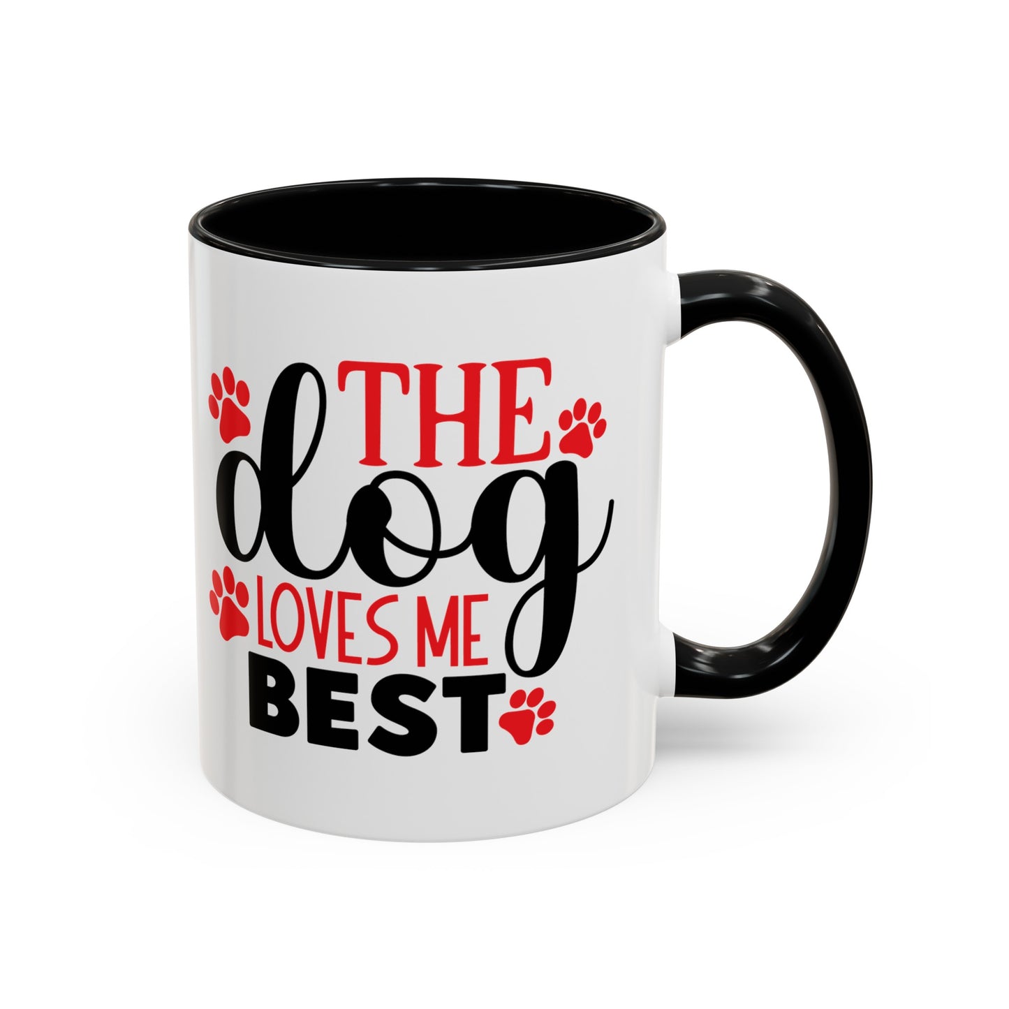 The Dog Loves Me Best Valentines Day Accent Coffee Mug, 11oz