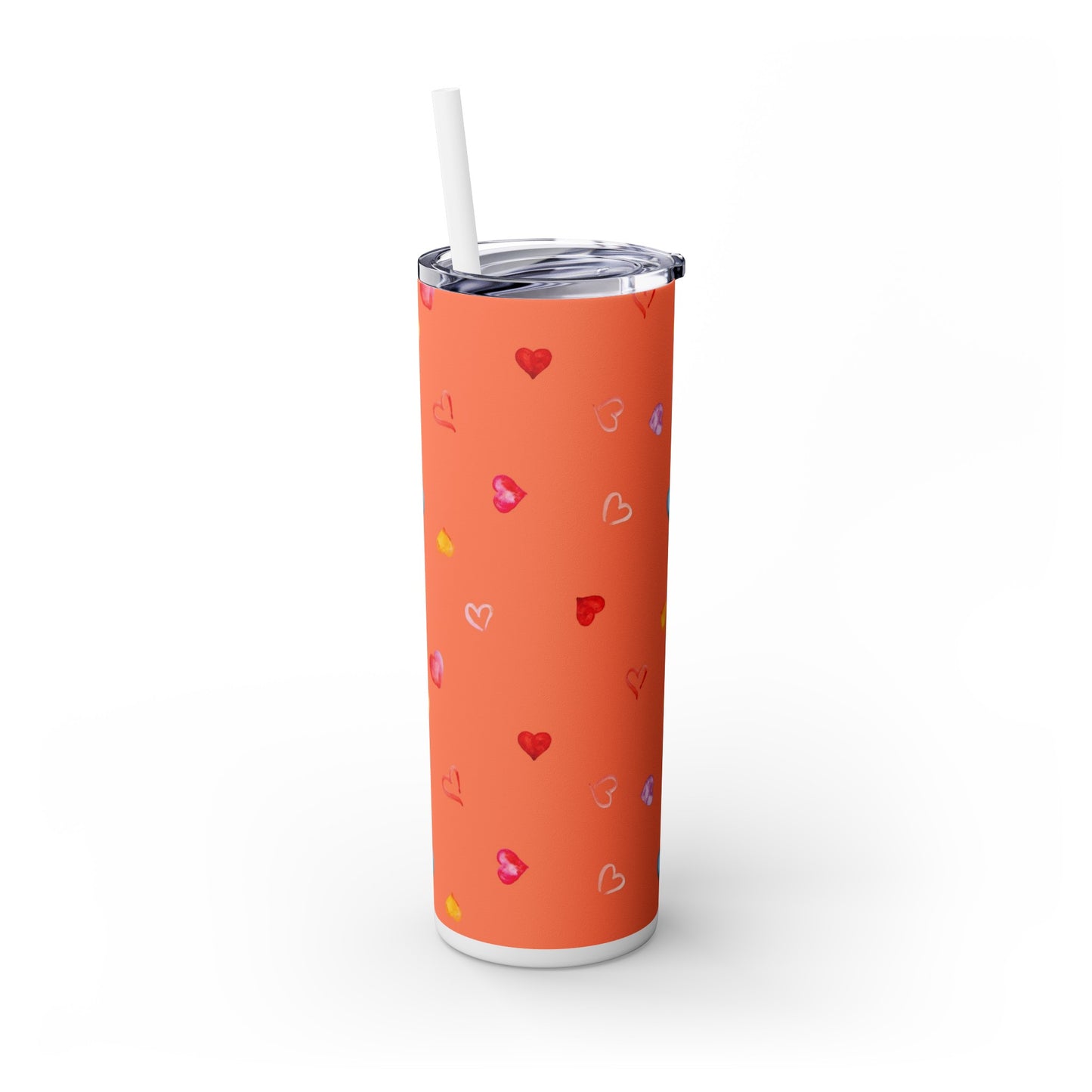 Valentine's Hearts Skinny Tumbler with Straw, 20oz