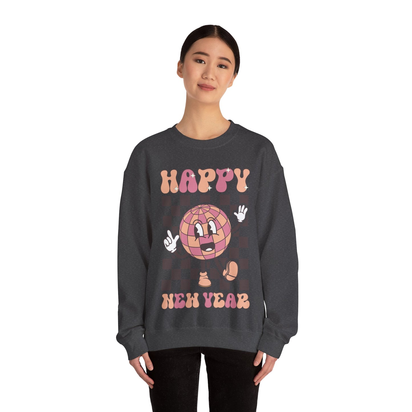 Happy New Year Sweatshirt, Retro New Year Shirt, 2025 Sweatshirt, New Year's Eve Shirt, Holiday Apparel, Trendy New Year 2025 Crewneck
