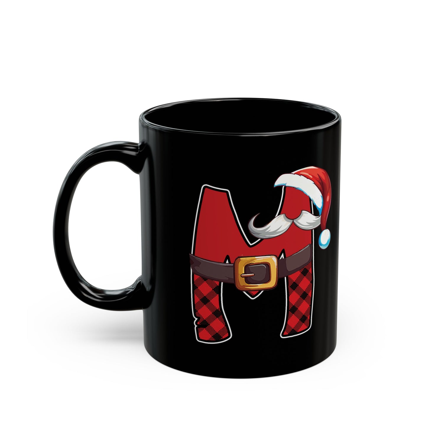 M Santa Initial 11oz Black Mug