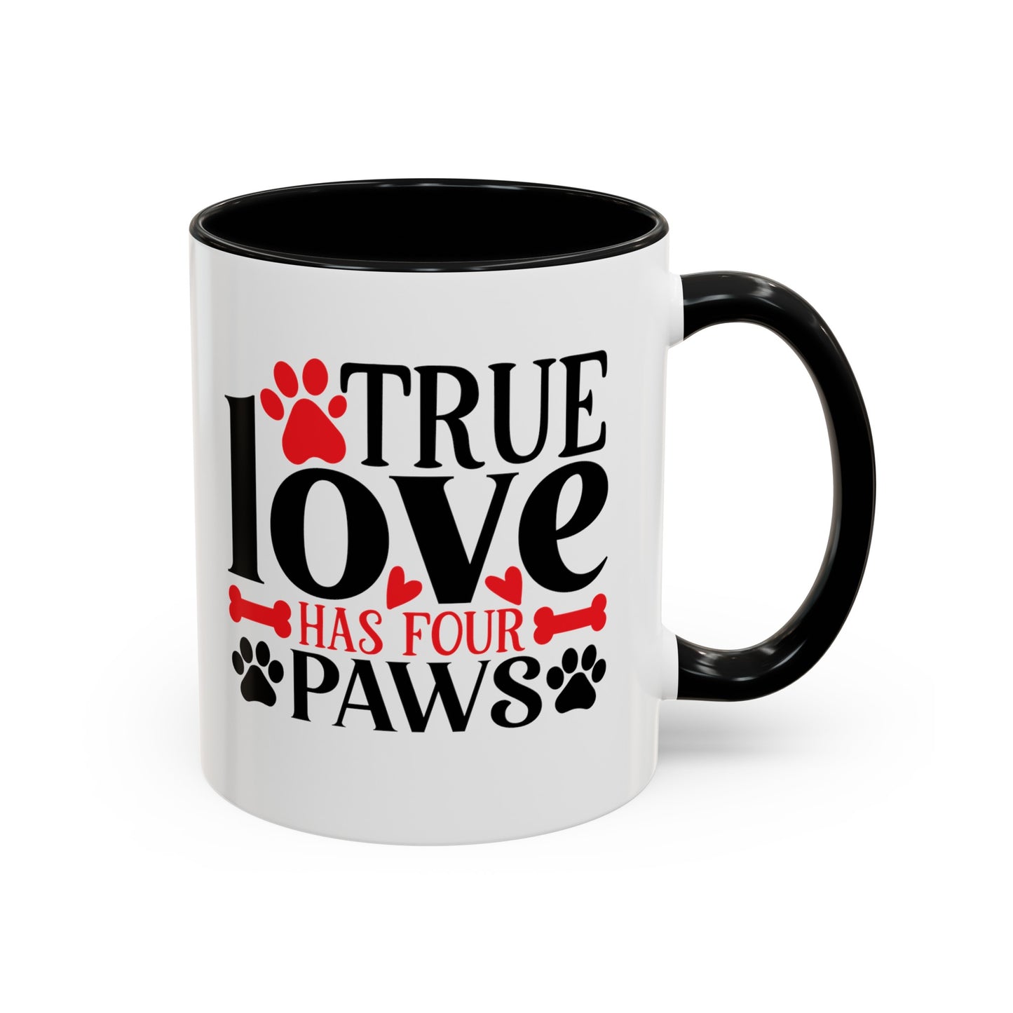 True Love Has Four Paws Valentines Day Accent Coffee Mug, 11oz