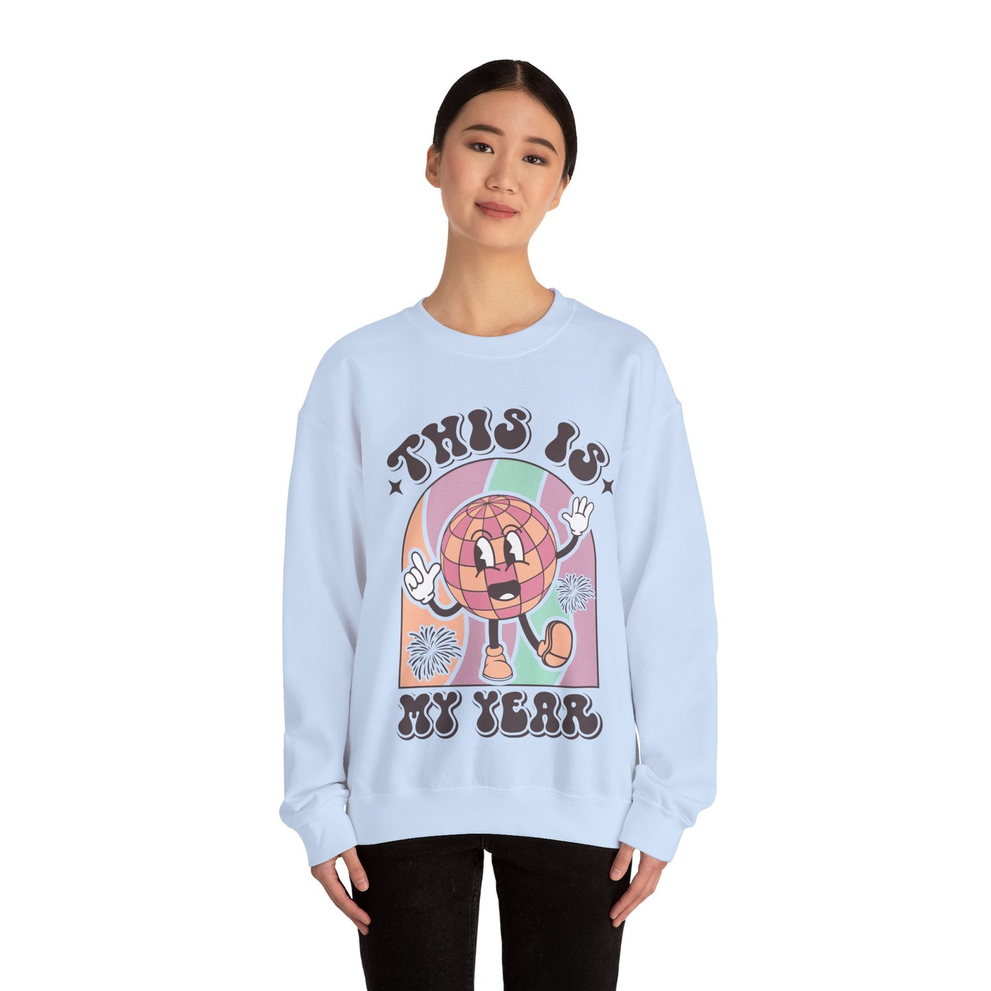 Happy New Year Sweatshirt, Retro New Year Shirt, 2025 Sweatshirt, New Year's Eve Shirt, Holiday Apparel, Trendy New Year 2025 Crewneck, This is My Year