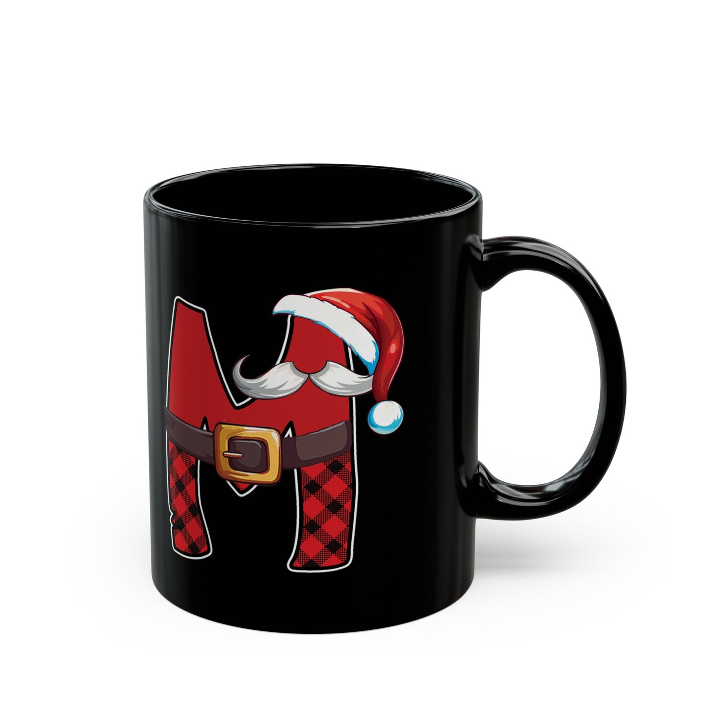 M Santa Initial 11oz Black Mug