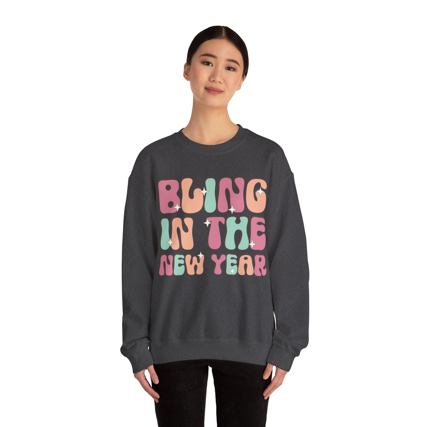 Happy New Year Sweatshirt, Retro New Year Shirt, 2025 Sweatshirt, New Year's Eve Shirt, Holiday Apparel, Trendy New Year 2025 Crewneck, Bling in the New Year