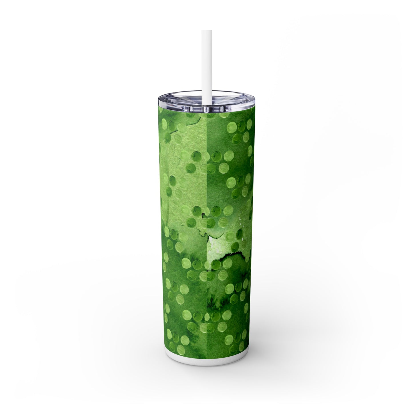 St Patricks Day Polka Dots Skinny Tumbler with Straw, 20oz