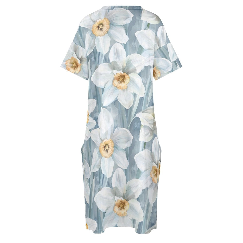 Narcissus, December, Narcissus Dress, December Birth Month, Small to Plus Size Dress, Birth Month Dress, Loose pocket dress