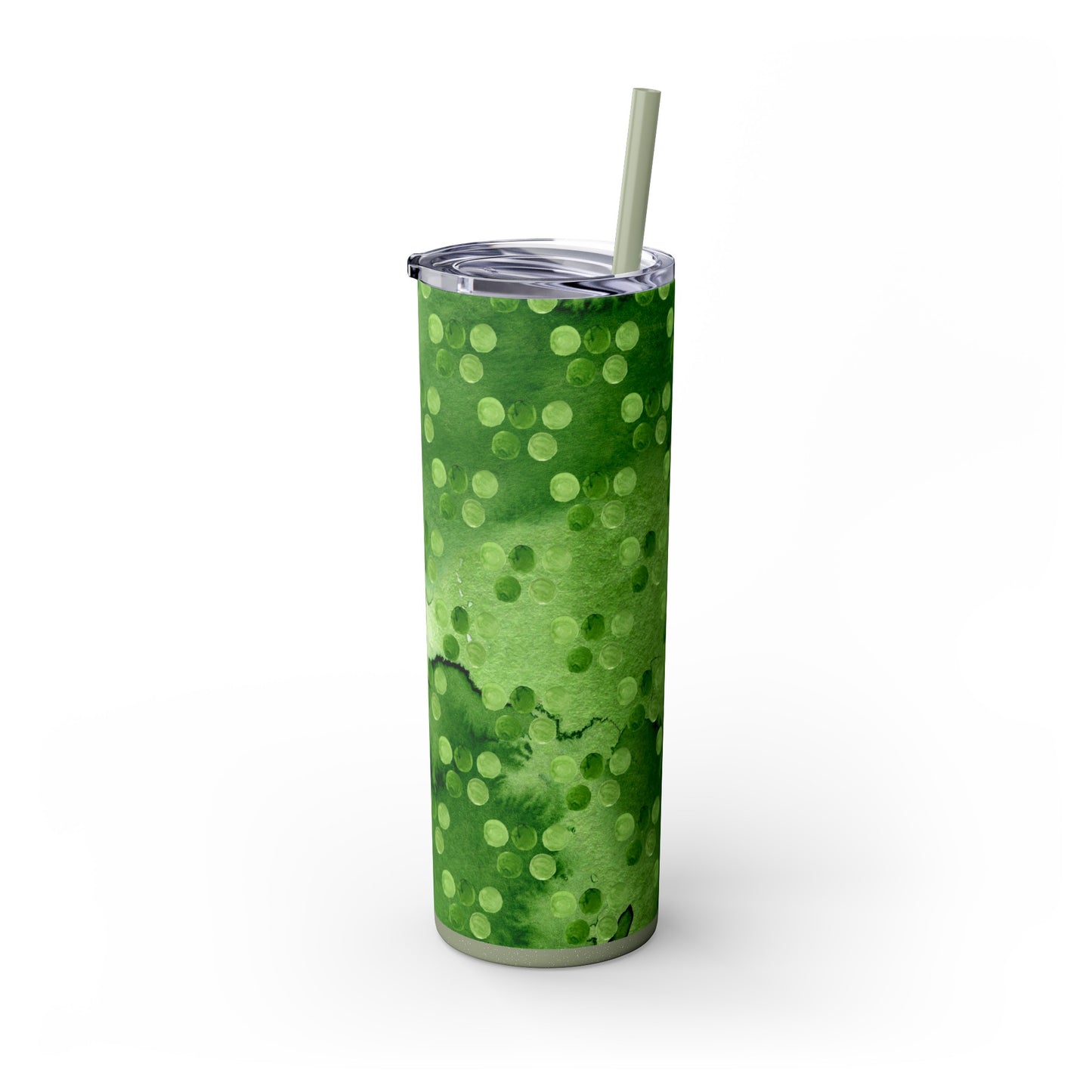St Patricks Day Polka Dots Skinny Tumbler with Straw, 20oz