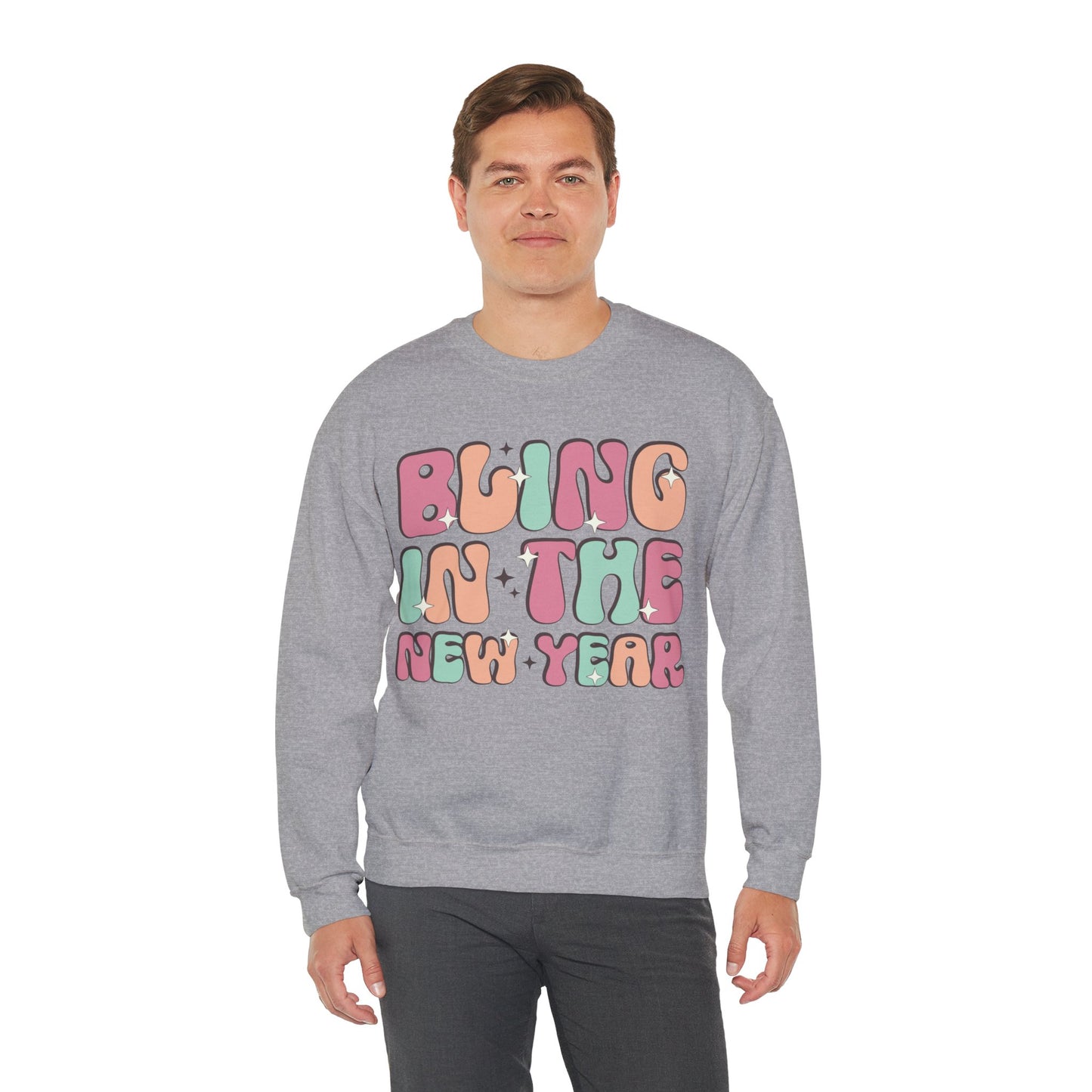 Happy New Year Sweatshirt, Retro New Year Shirt, 2025 Sweatshirt, New Year's Eve Shirt, Holiday Apparel, Trendy New Year 2025 Crewneck, Bling in the New Year