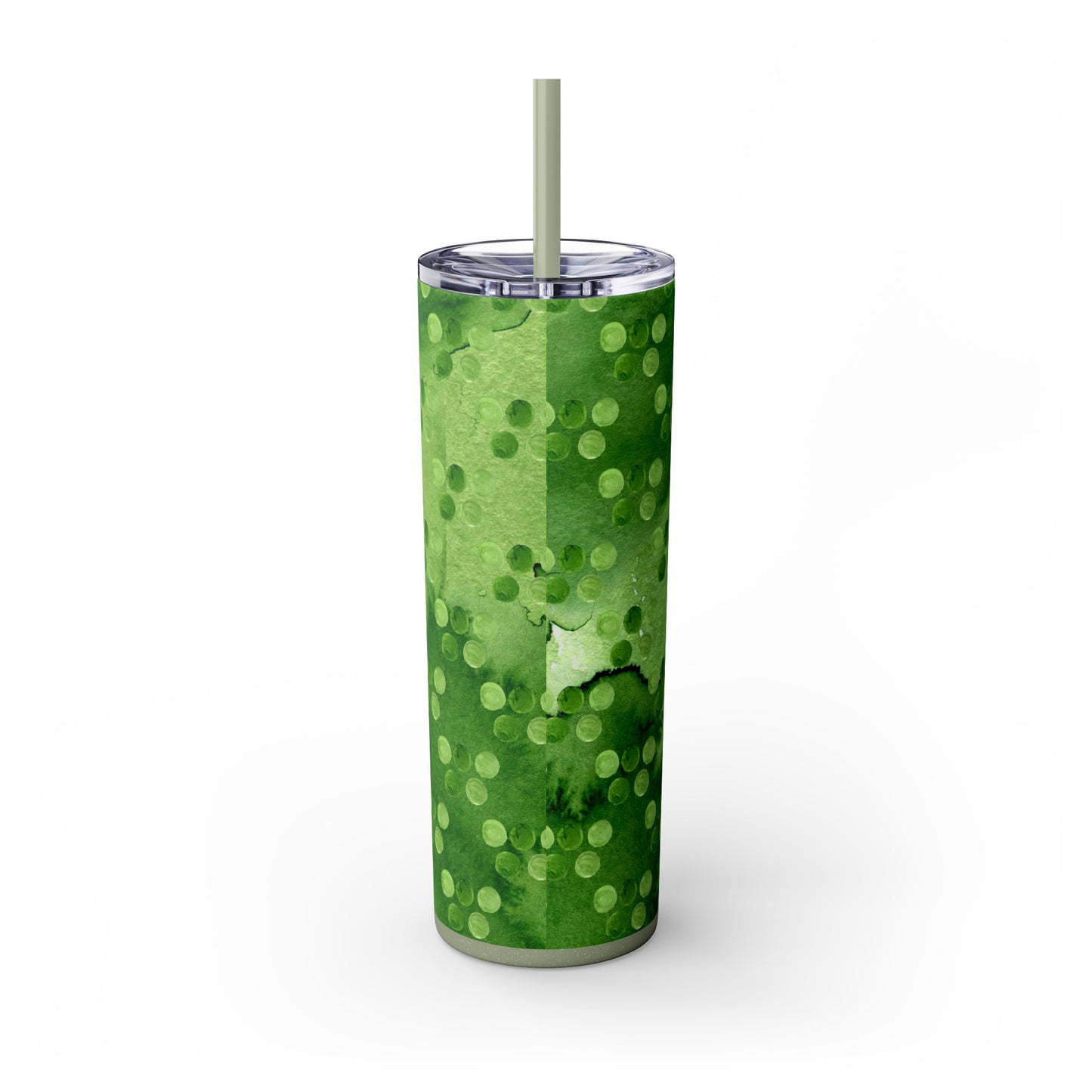 St Patricks Day Polka Dots Skinny Tumbler with Straw, 20oz